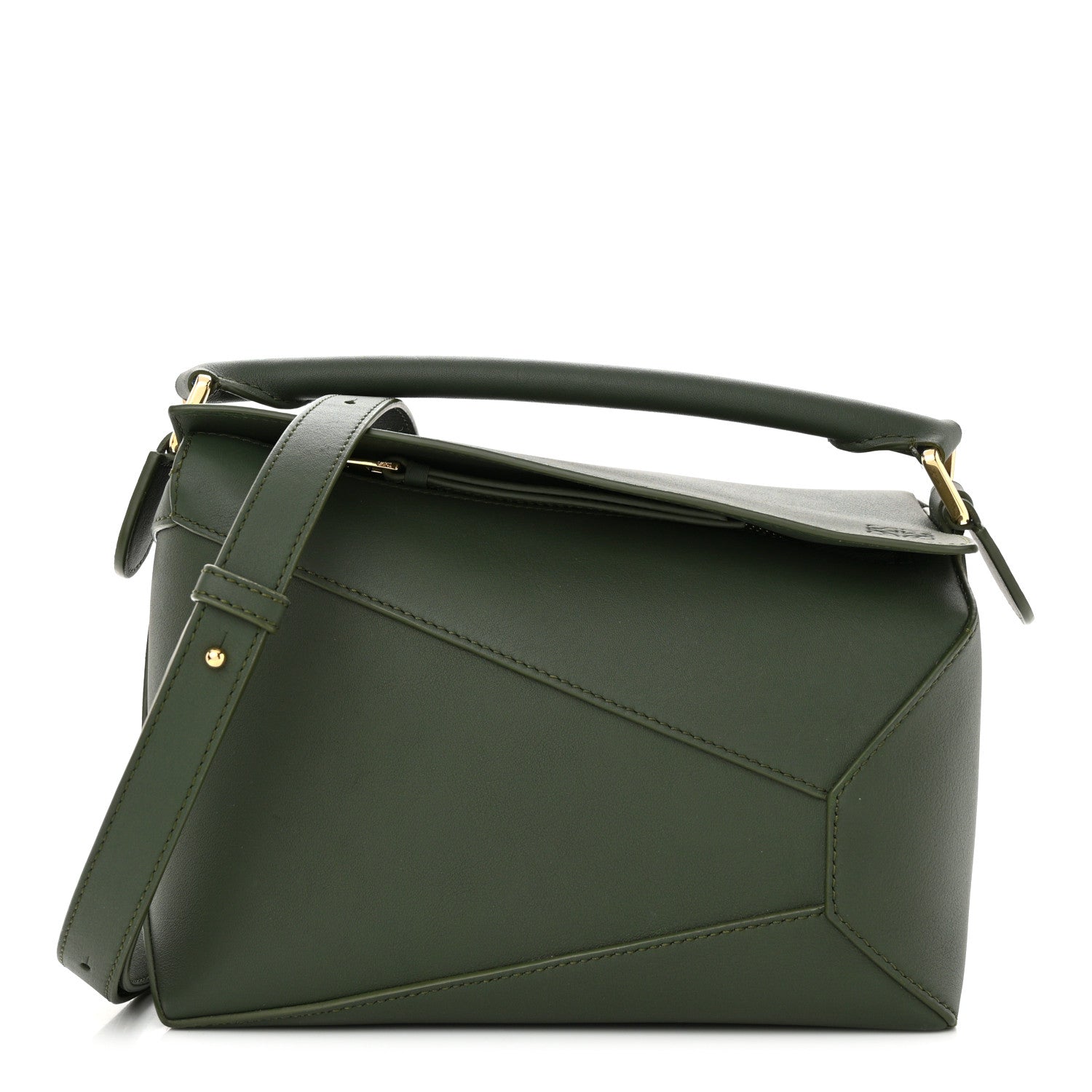 Loewe Calfskin Small Puzzle Edge Bag Bottle Green 1495966