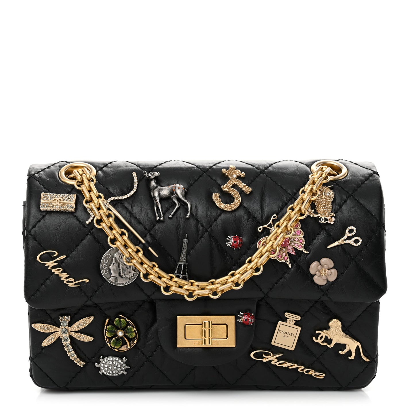 Aged Calfskin Lucky Charms 2.55 Reissue 224 Flap Black