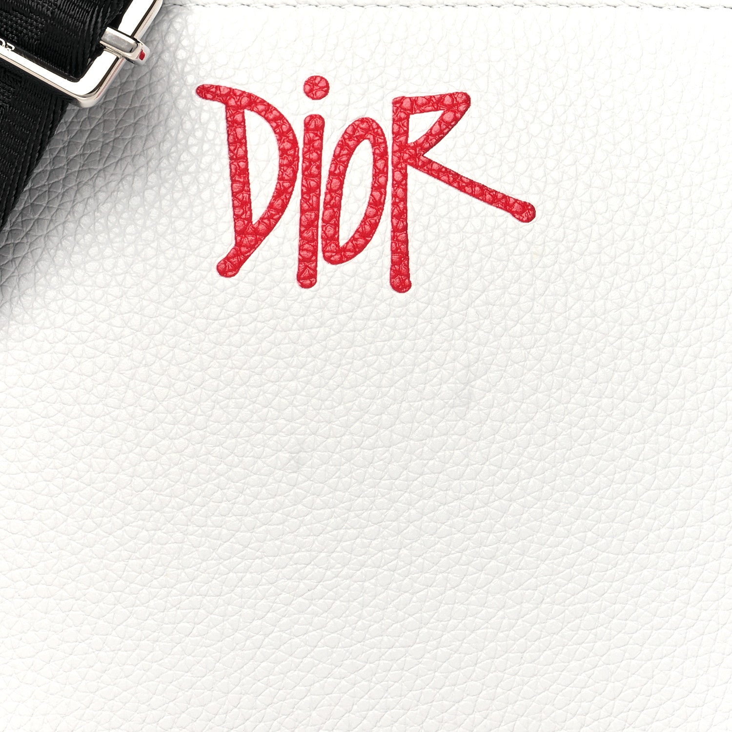 Christian Dior X SHAWN STUSSY Grained Calfskin Double Zip Crossbody Pouch White 9 of 11