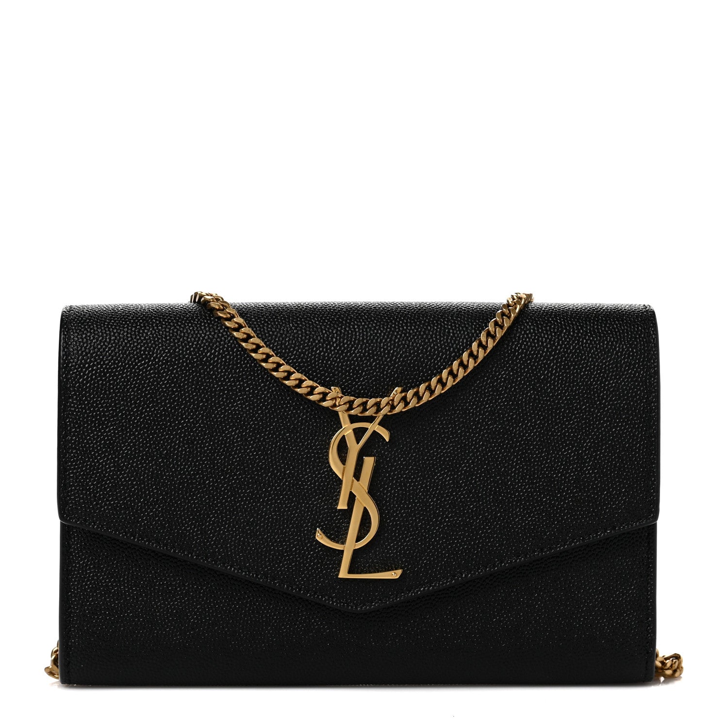 Saint Laurent Grain De Poudre Uptown Chain Wallet Black 1 of 9