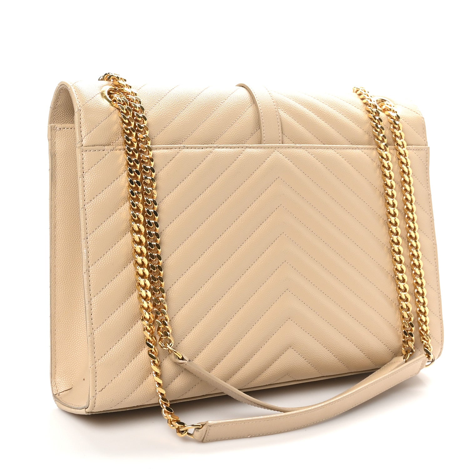 Saint Laurent Grain De Poudre Matelasse Chevron Large Monogram Satchel Nude Powder 3 of 10