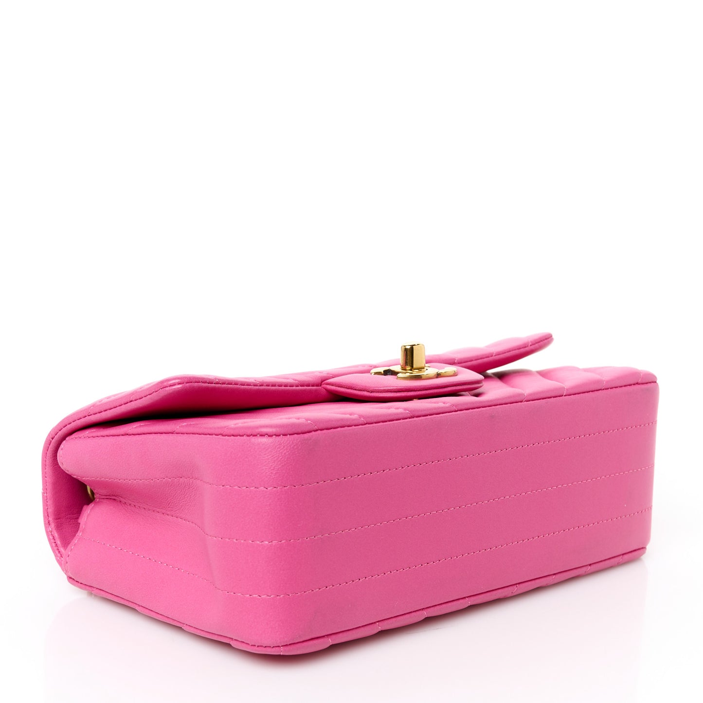 Lambskin Chevron Quilted Mini Rectangular Flap Pink