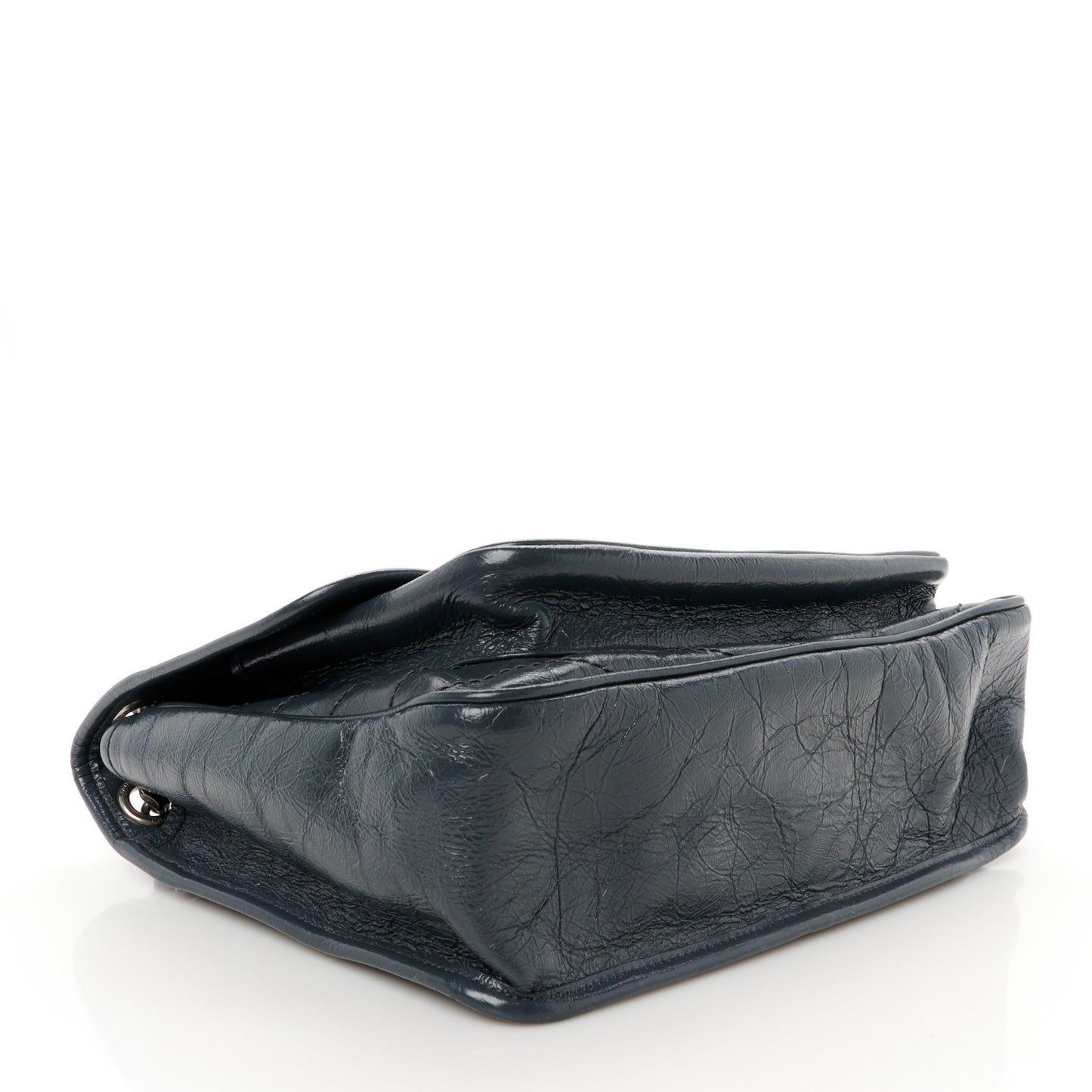 Crinkled Calfskin Matelasse Monogram Medium Niki Chain Satchel Dark Smog