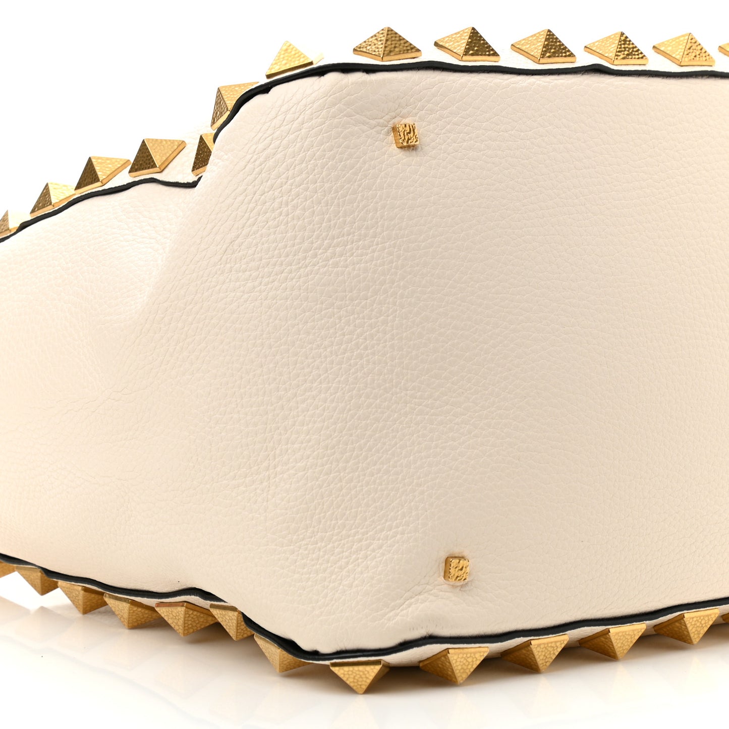 Grained Calfskin Roman Stud Tote Light Ivory