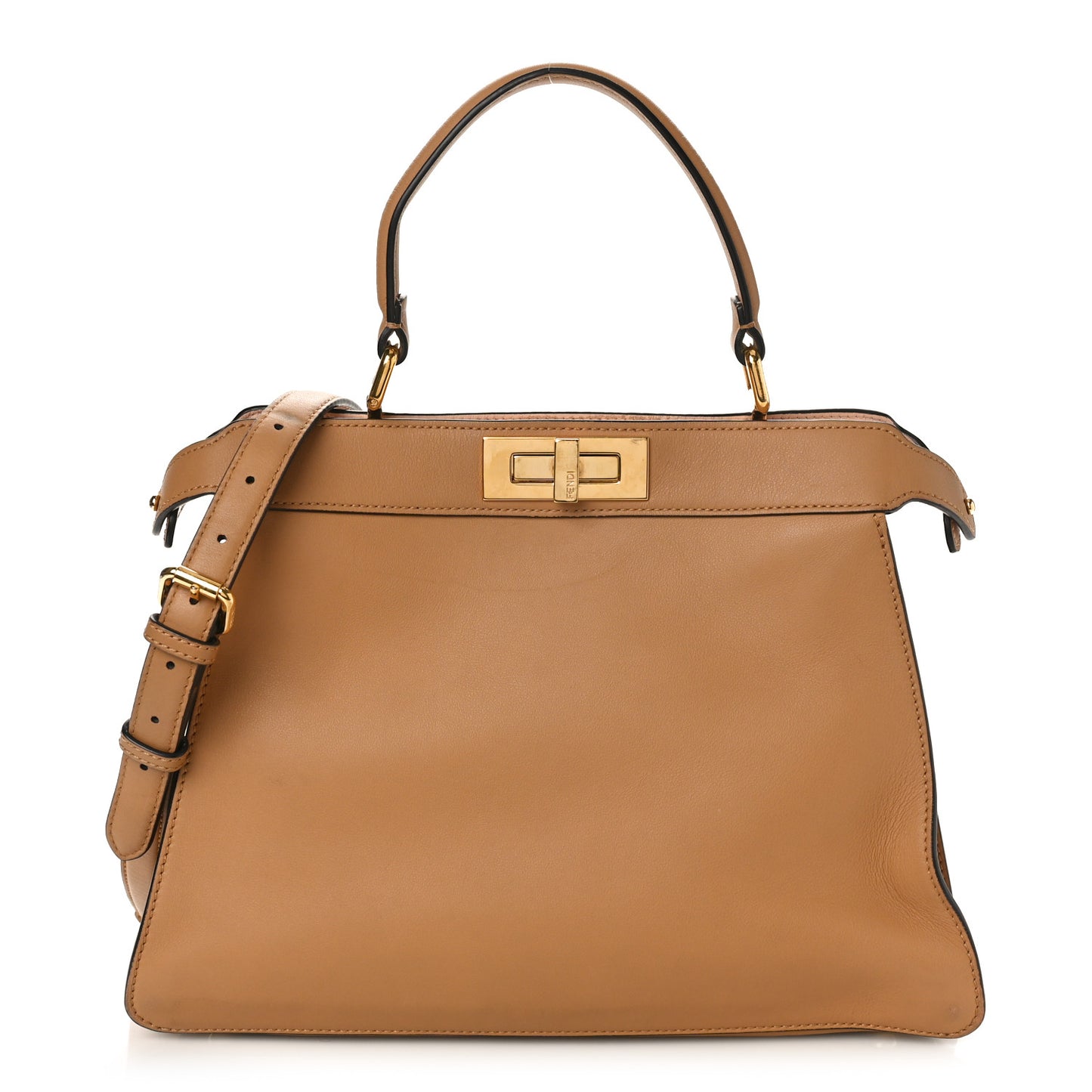 Vitello Seta Shiny Nappa Medium Peekaboo I SEE U Satchel Miele Scuro Light Rose