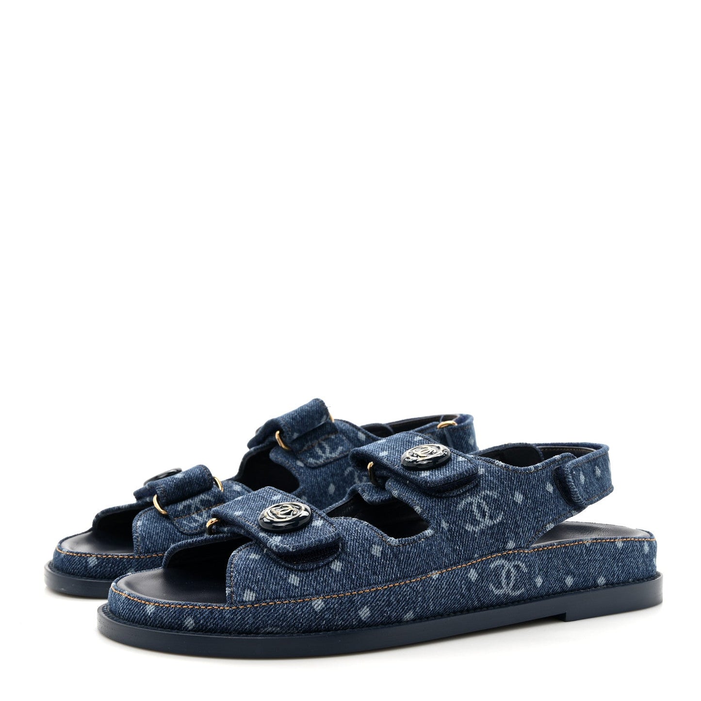 Printed Denim CC Dad Sandals 38.5 Light Blue