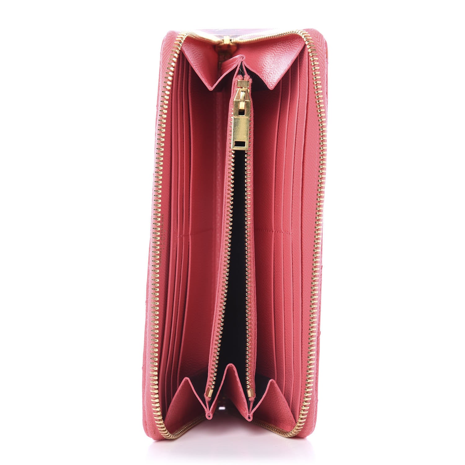 Saint Laurent Grain De Poudre Matelasse Chevron Monogram Zip Around Wallet Bubblegum 5 of 8