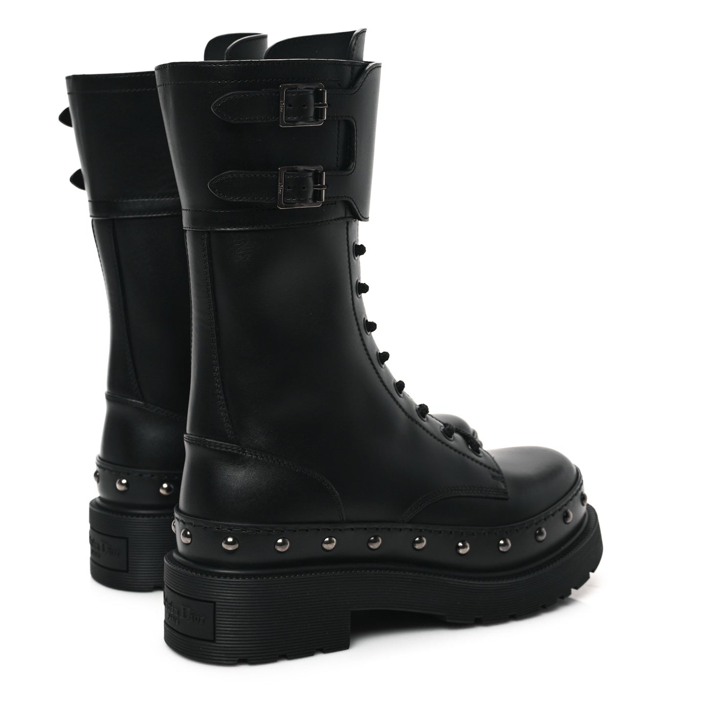 Calfskin Diorquake 25mm Combat Boots 37.5 Black