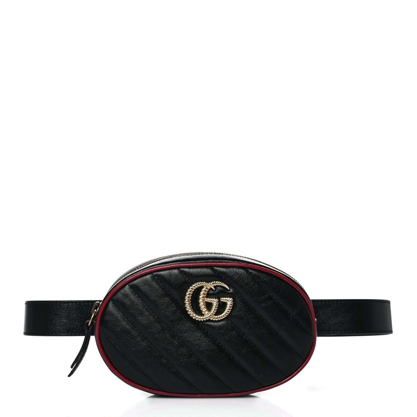 Azalea Calfskin Matelasse Diagonal Torchon GG Marmont Belt Bag 85 34 Black Romantic Cerise