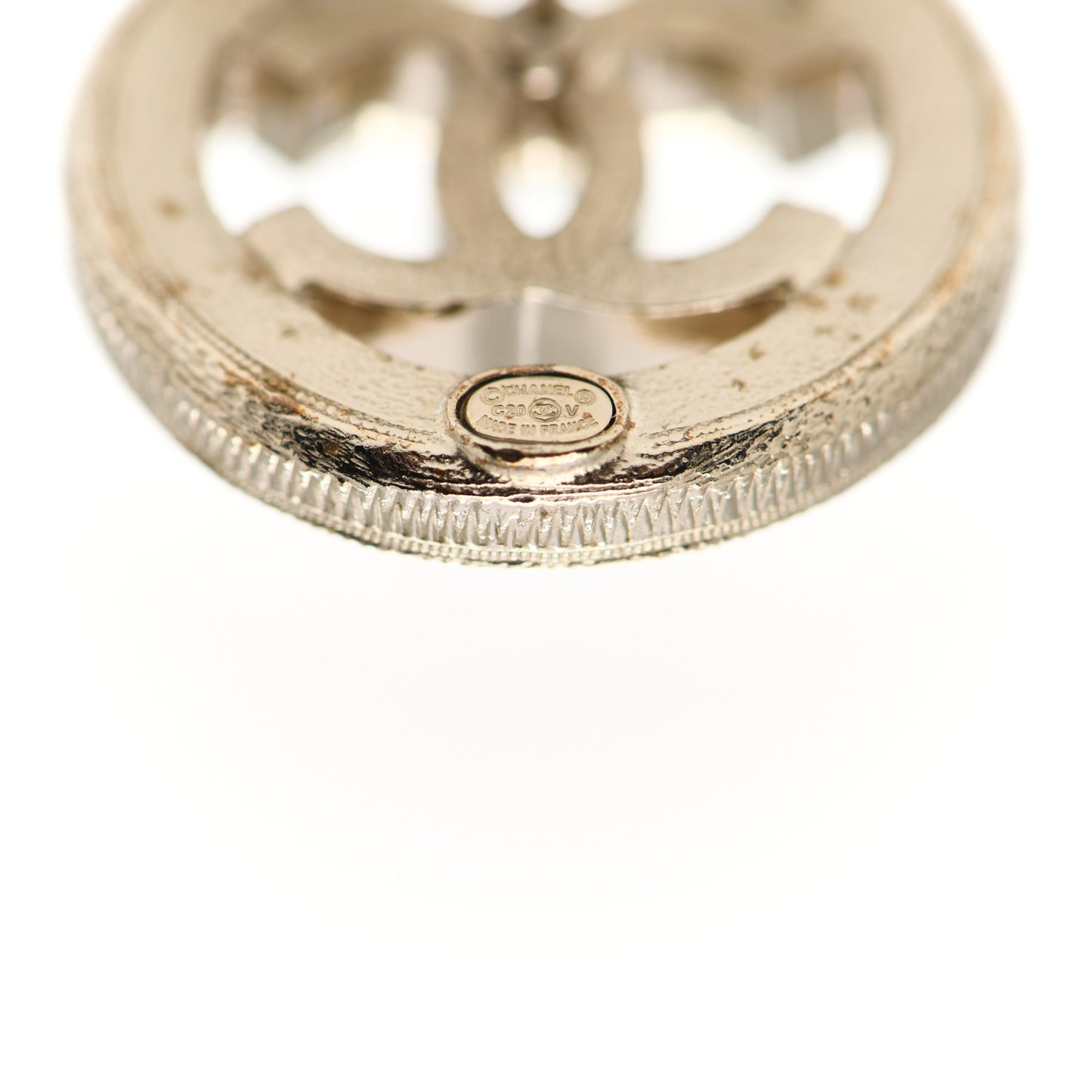 Pearl CC Round Earrings Gold