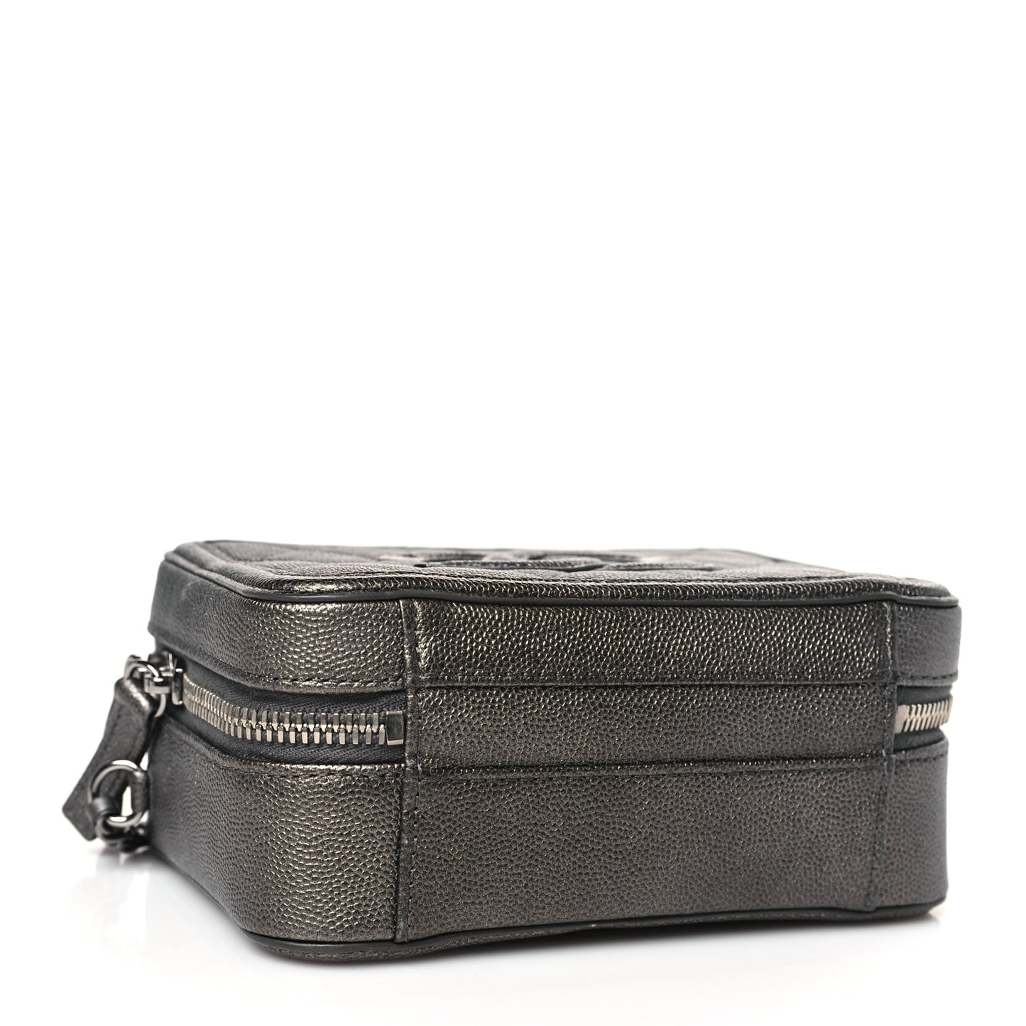 Caviar Quilted Small CC Filigree Vanity Case Dark Grey