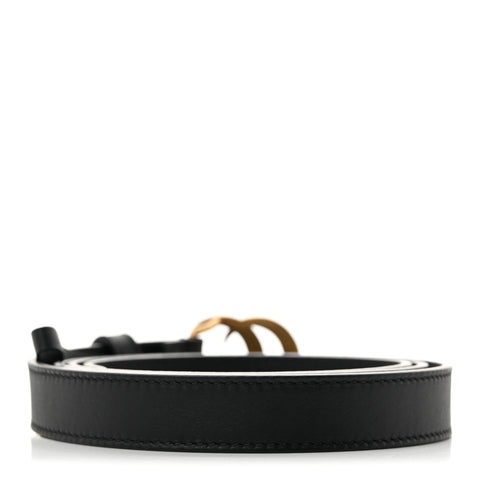 Moon Calfskin Pearl Double G 20mm Belt 100 40 Black Cream