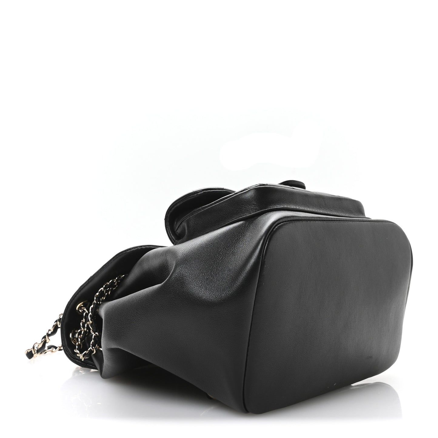 Lambskin Quilted Large Duma Drawstring Backpack Black