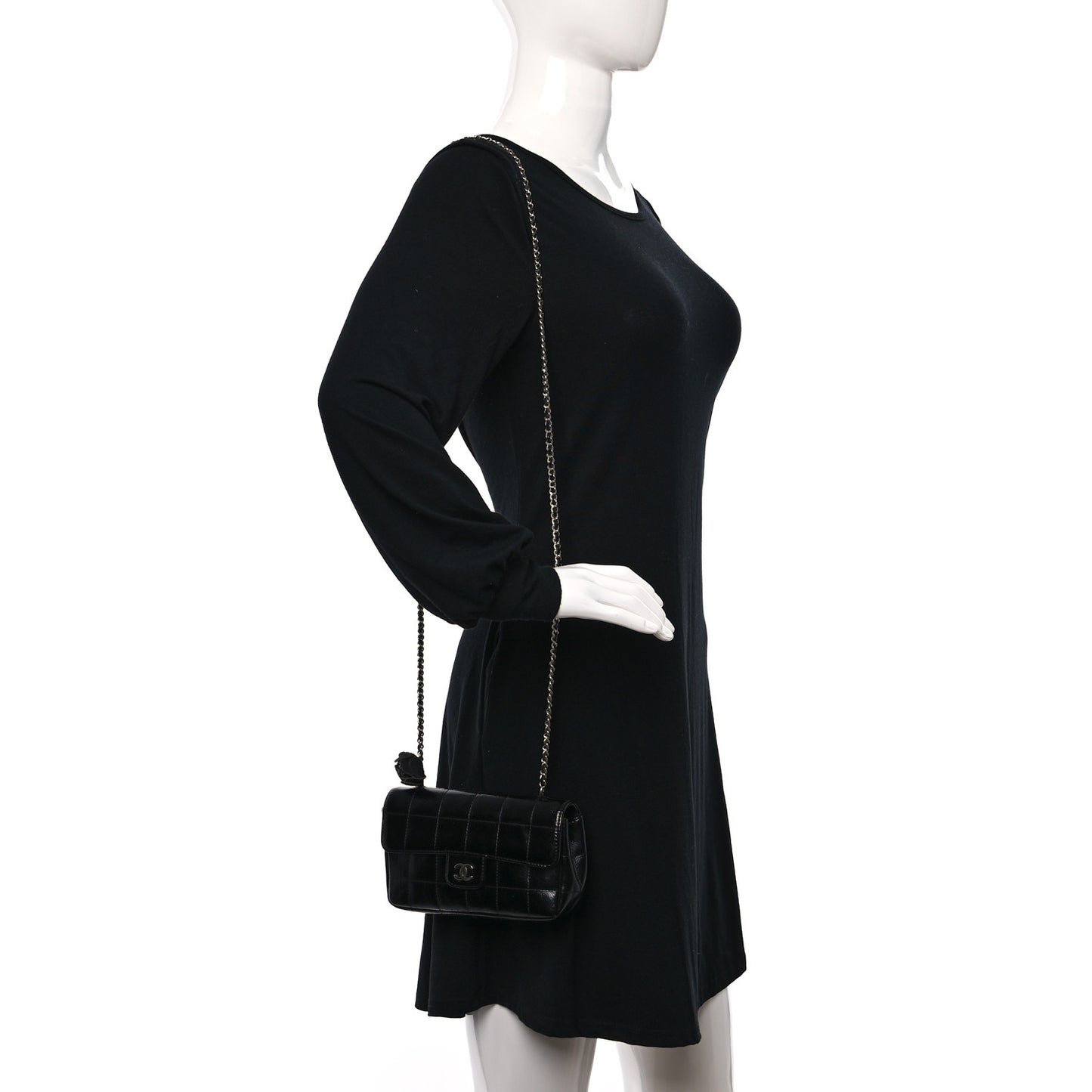 Distress Patent Quilted Mini Chocolate Bar Flap Black