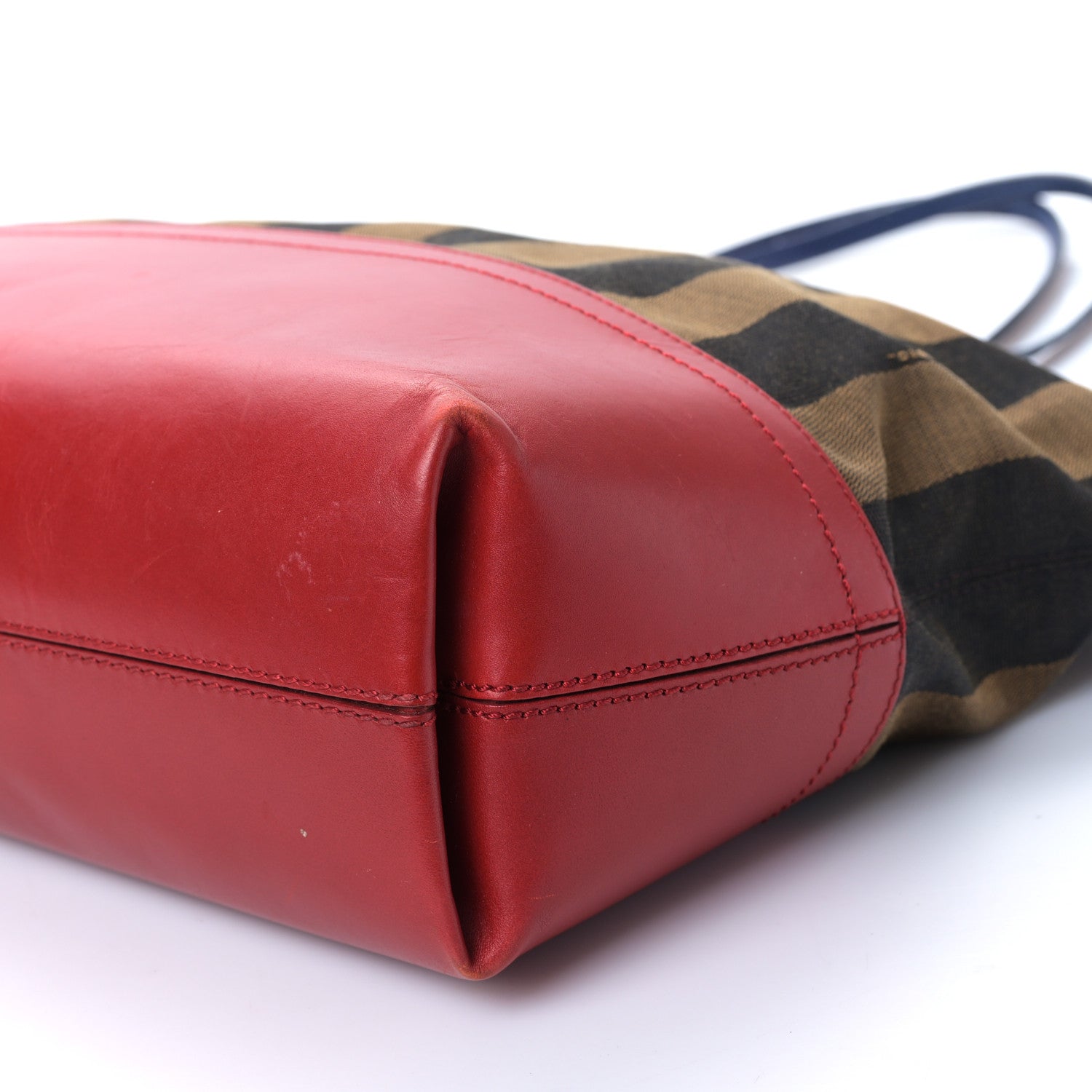 Fendi Pequin Cuoio Vegetale Medium Roll Tote Tobacco Rosso Blue 9 of 9