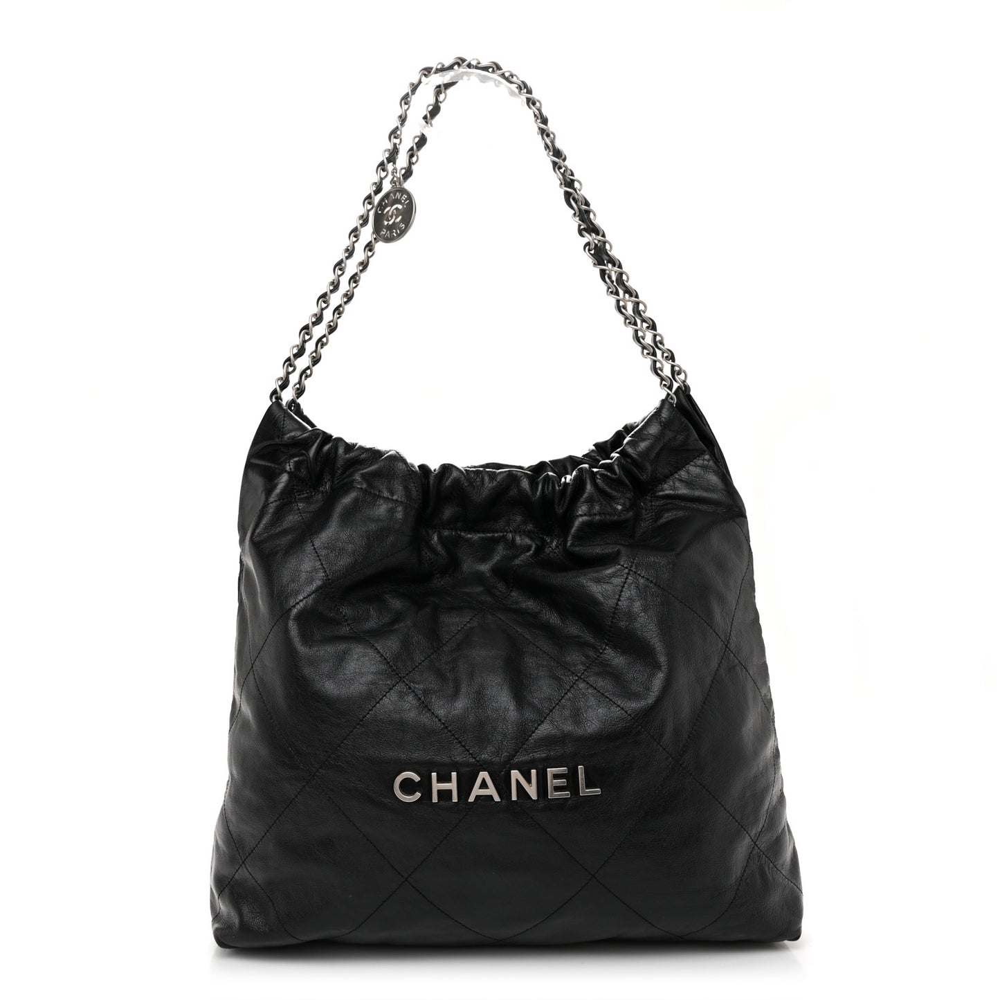 Shiny Calfskin Quilted Chanel 22 Black