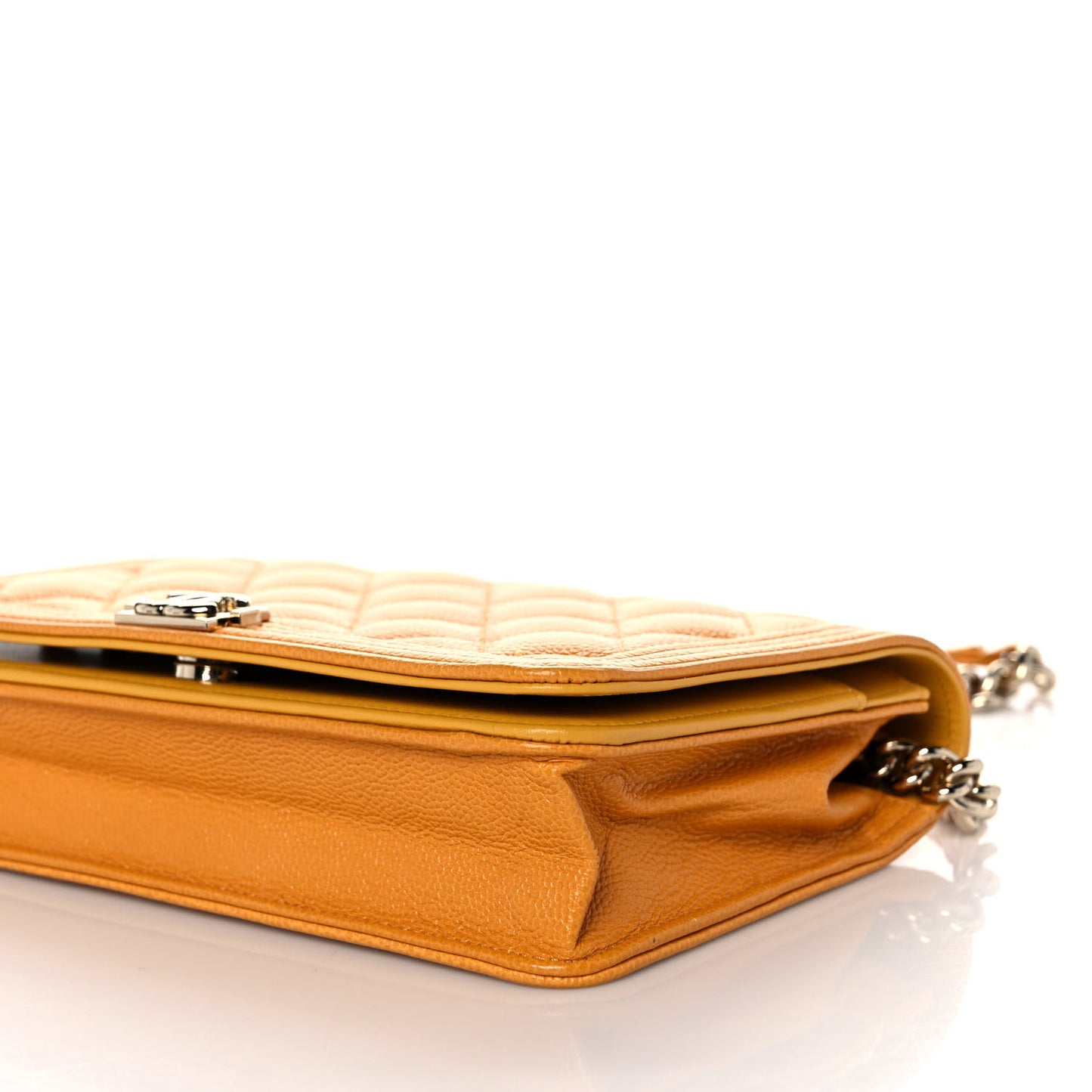 Caviar Quilted Boy Wallet On Chain WOC Yellow