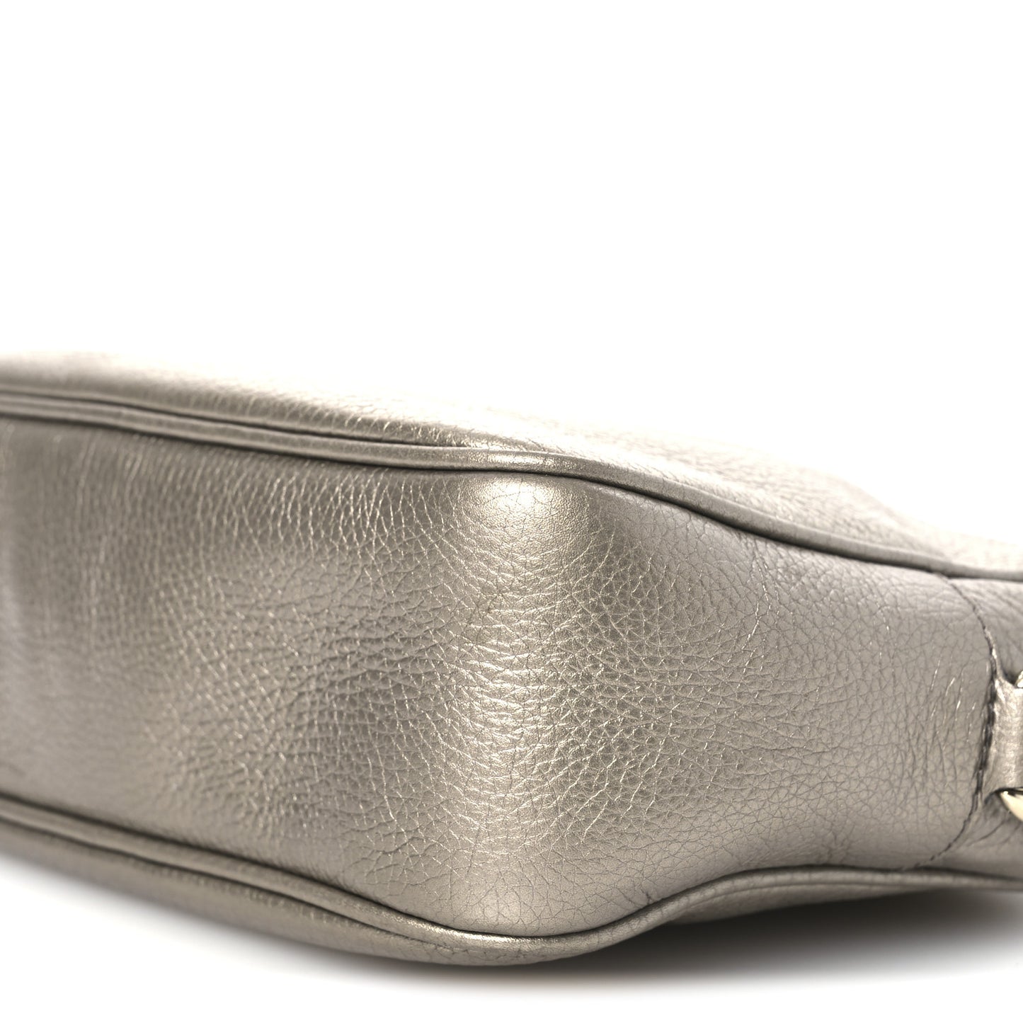 Metallic Pebbled Calfskin Small Soho Disco Bag Golden Beige