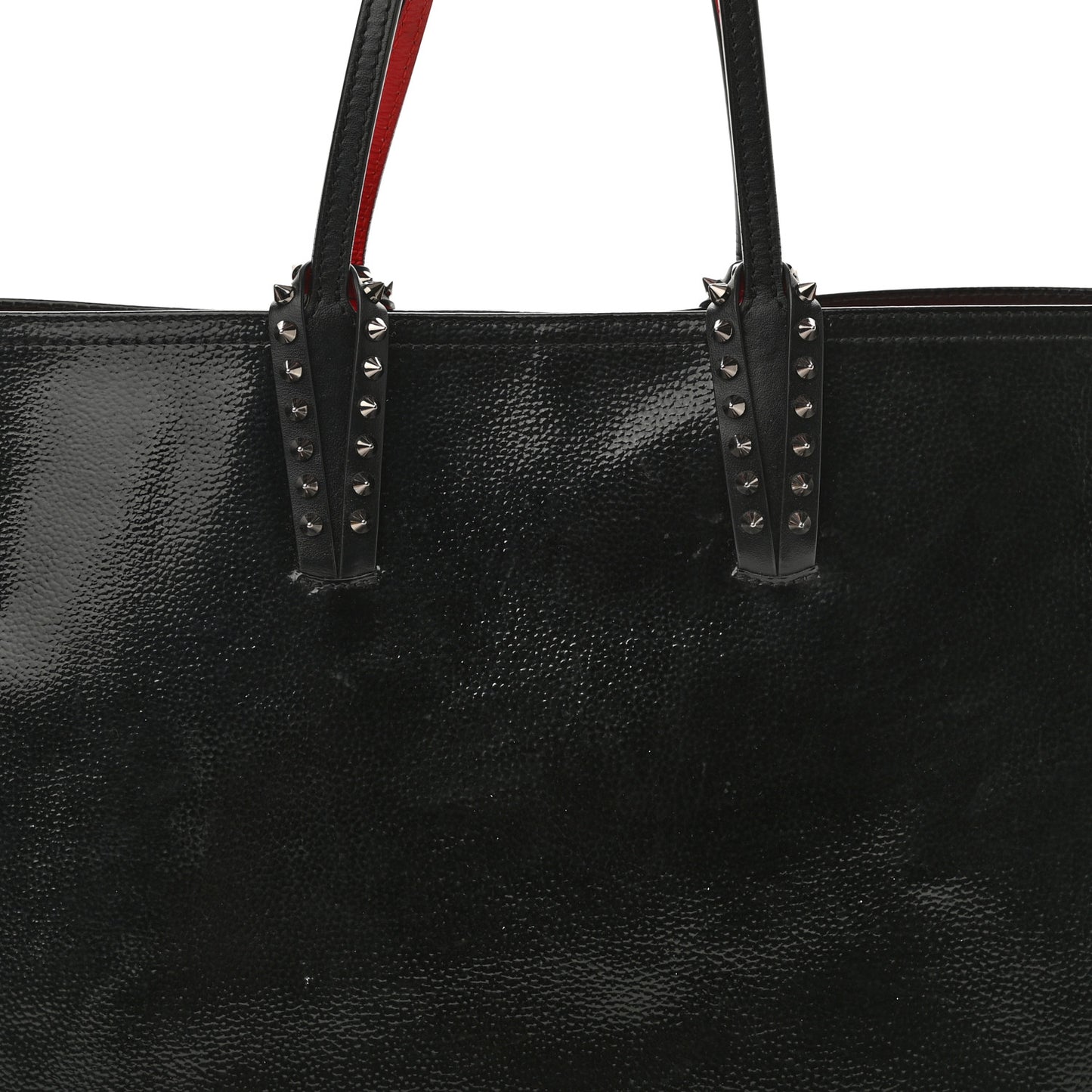Patent Calfskin Spikes East West Cabata Tote Black