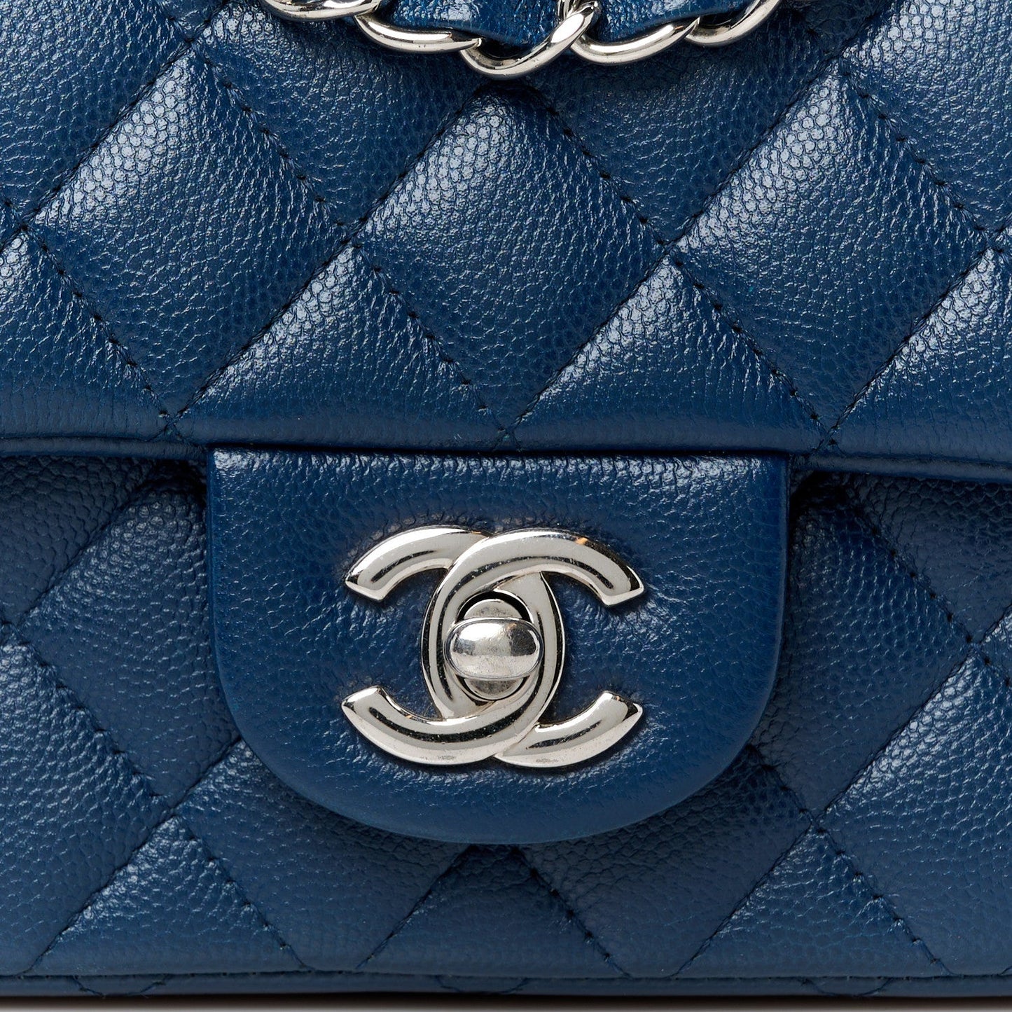 Caviar Quilted Mini Square Flap Navy