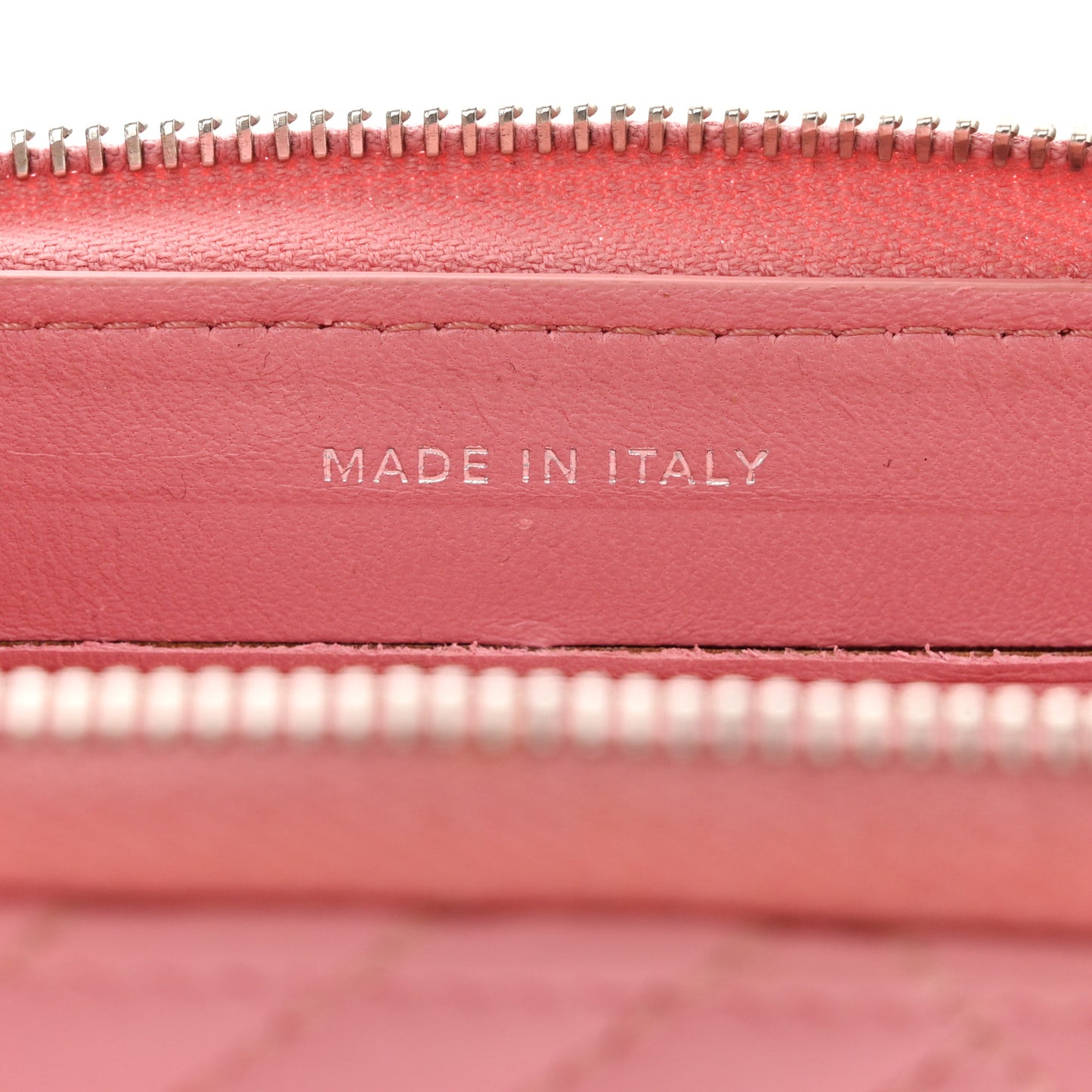 Lambskin Quilted CC Crossing Small Zip Around Wallet Pink