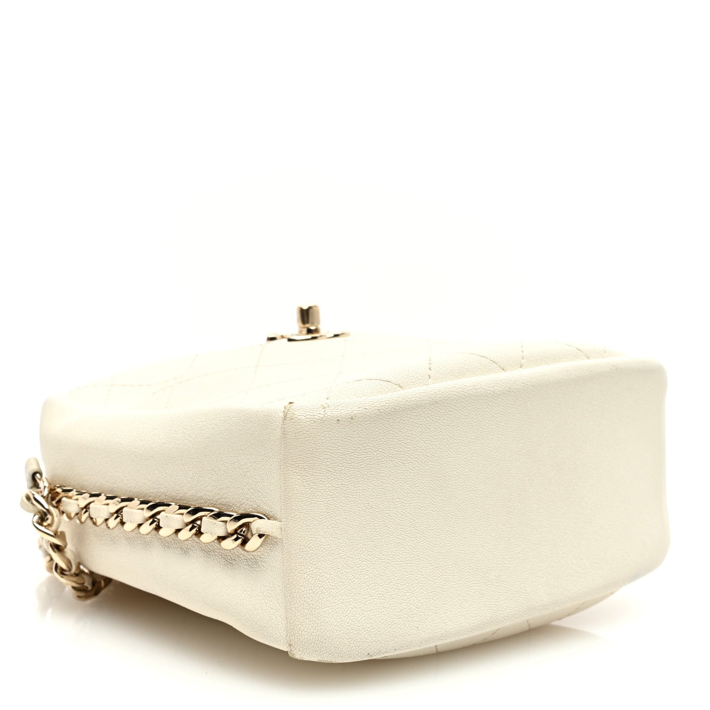 Goatskin Stitched Casual Trip North South Camera Case White