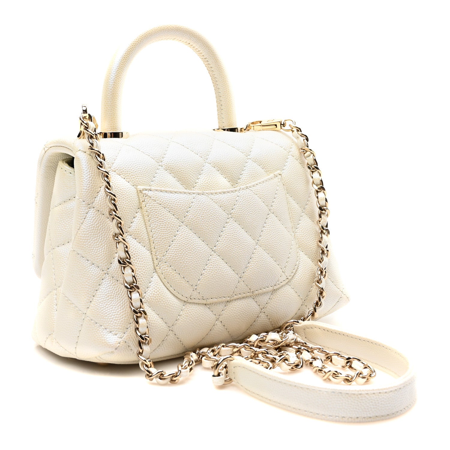 Chanel Iridescent Caviar Quilted Extra Mini Coco Handle Flap White 3 of 10