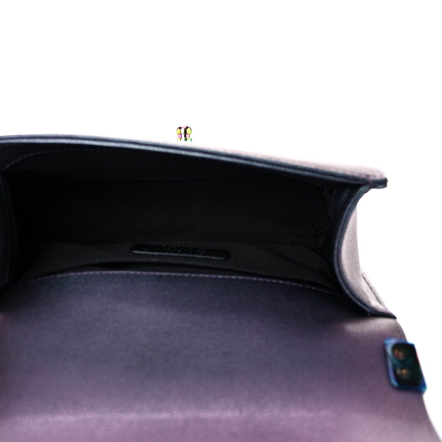 Iridescent Goatskin Quilted Small Boy Flap Purple