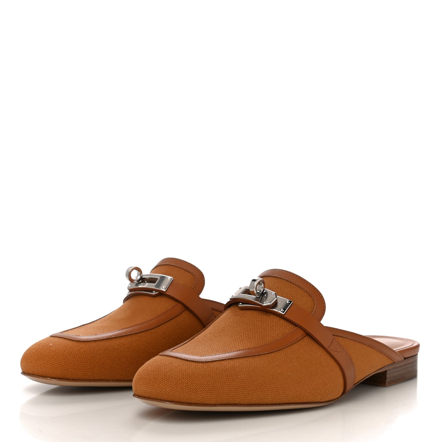 Cotton Canvas Calfskin Oz Mules 37 Naturel Beige Dore