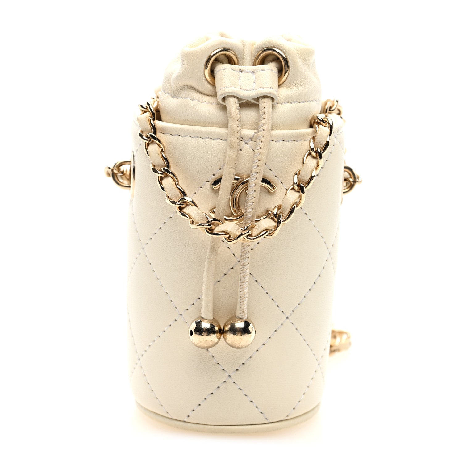 Chanel Lambskin Quilted Mini Bucket Bag With Chain White 1716558 – FASHIONPHILE