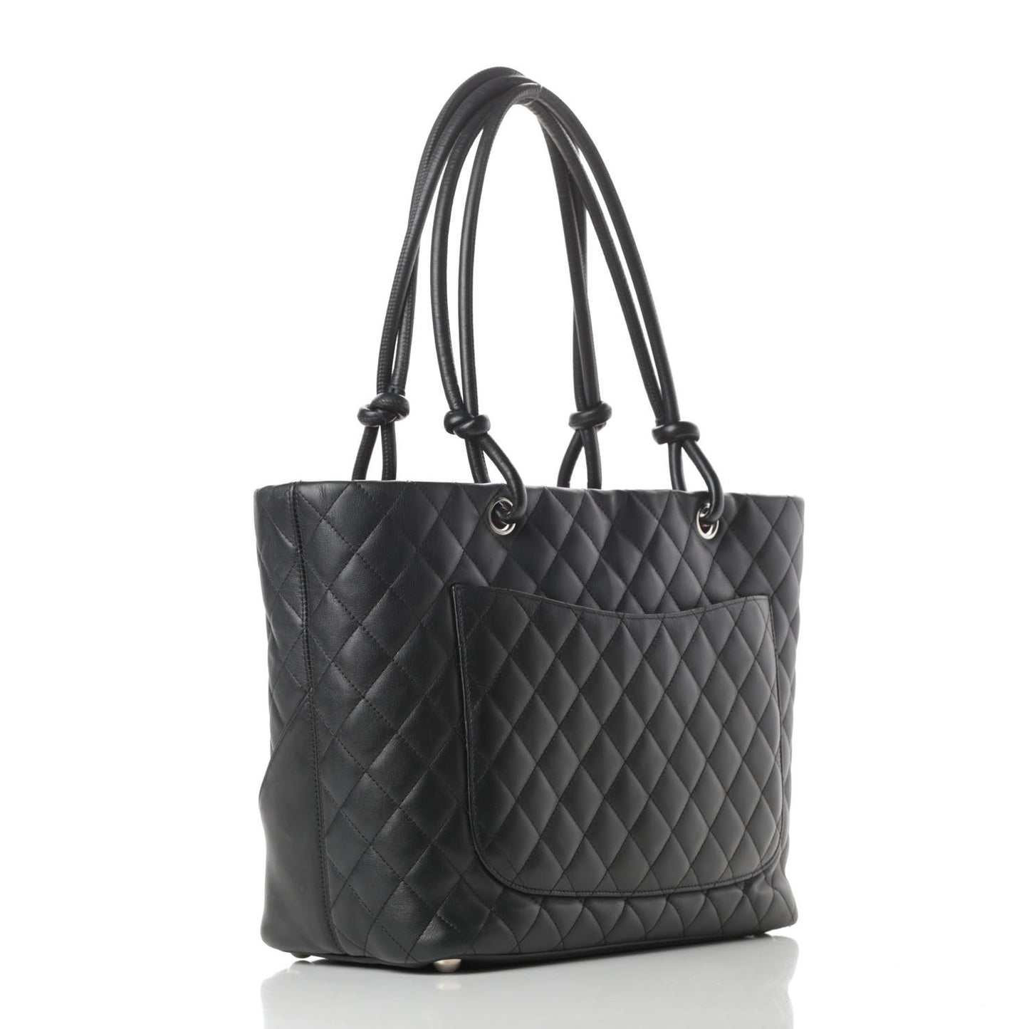Calfskin Quilted Large Cambon Tote Black White