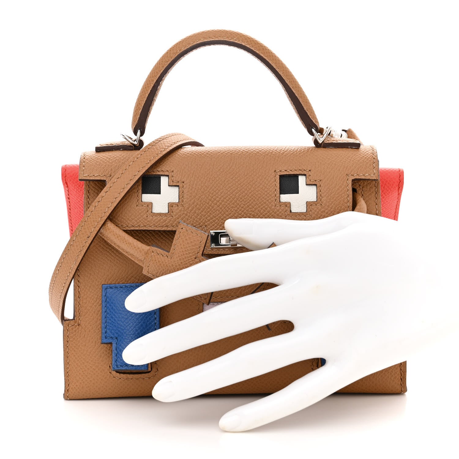 Hermes Epsom Swift Quelle Idole Picto Kelly Doll Handbag Biscuit Rose Texas Blue France 2 of 13