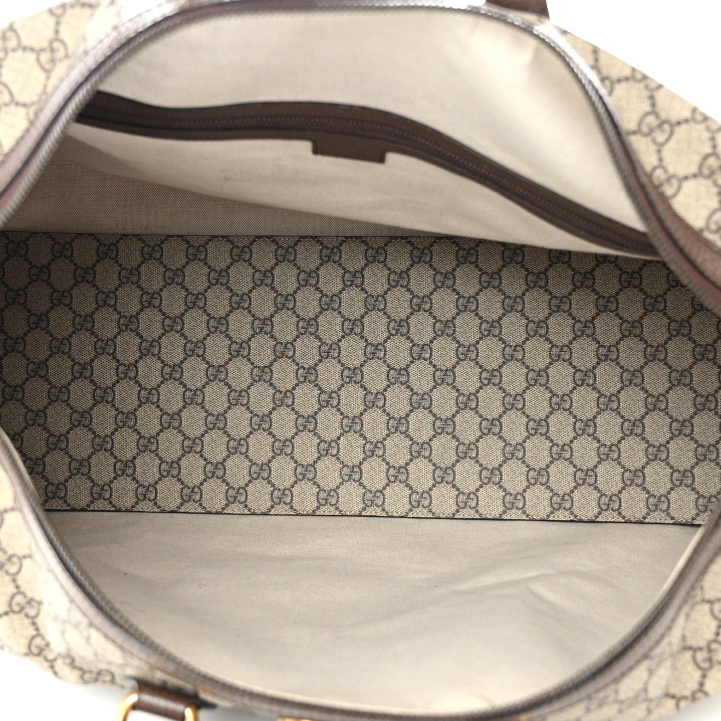 GG Supreme Monogram Textured Dollar Calfskin Web Large Savoy Duffle Bag Beige Ebony New Acero