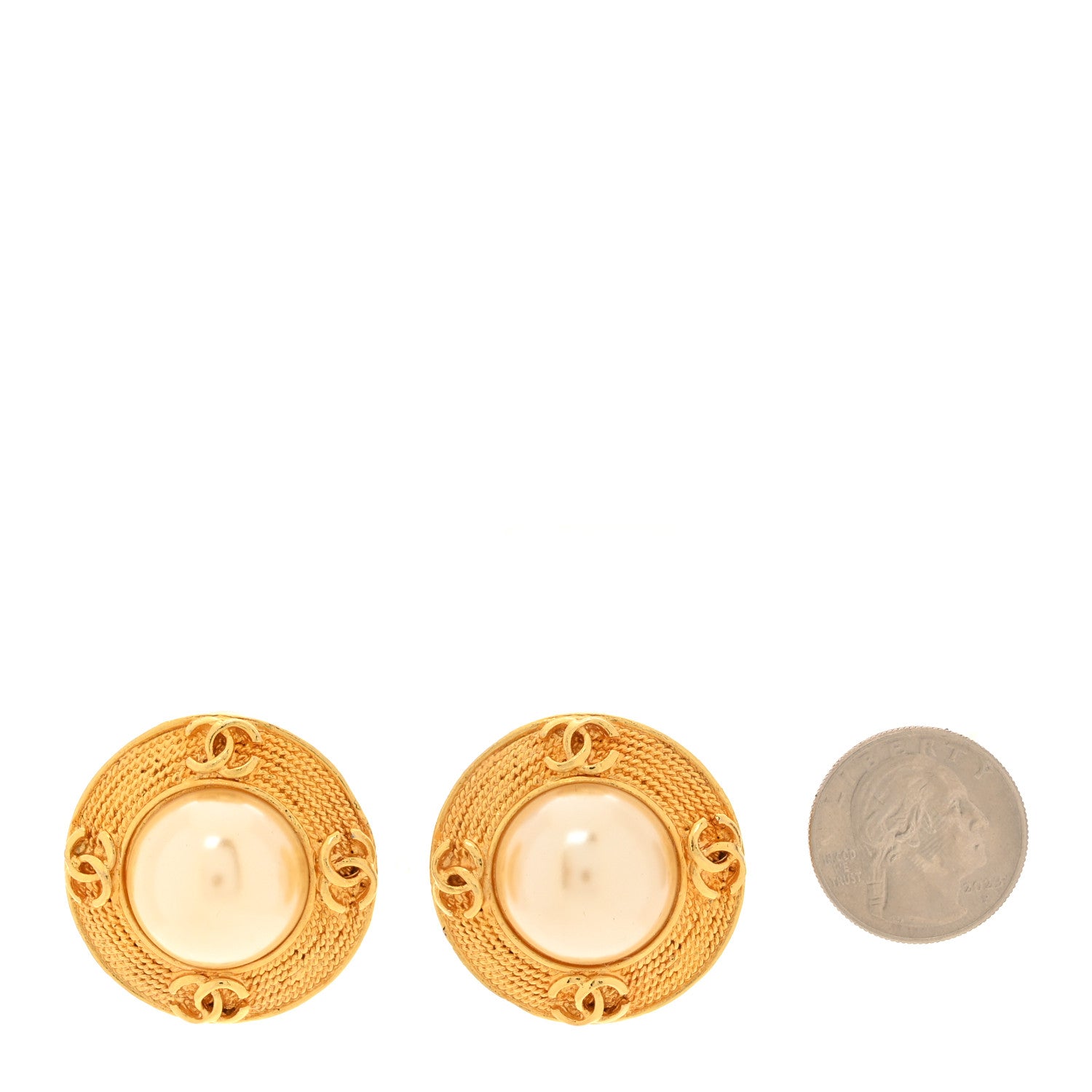 Chanel Pearl CC Clip On Earrings Gold 2 of 5