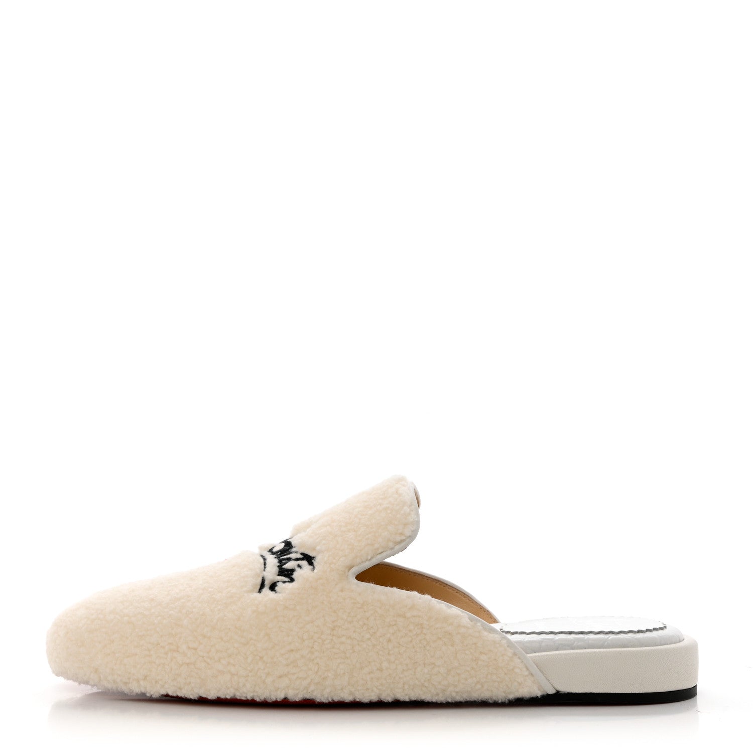 Christian Louboutin Shearling Womens Coolito Donna Loafer Mules 39 Navy White 1 of 7