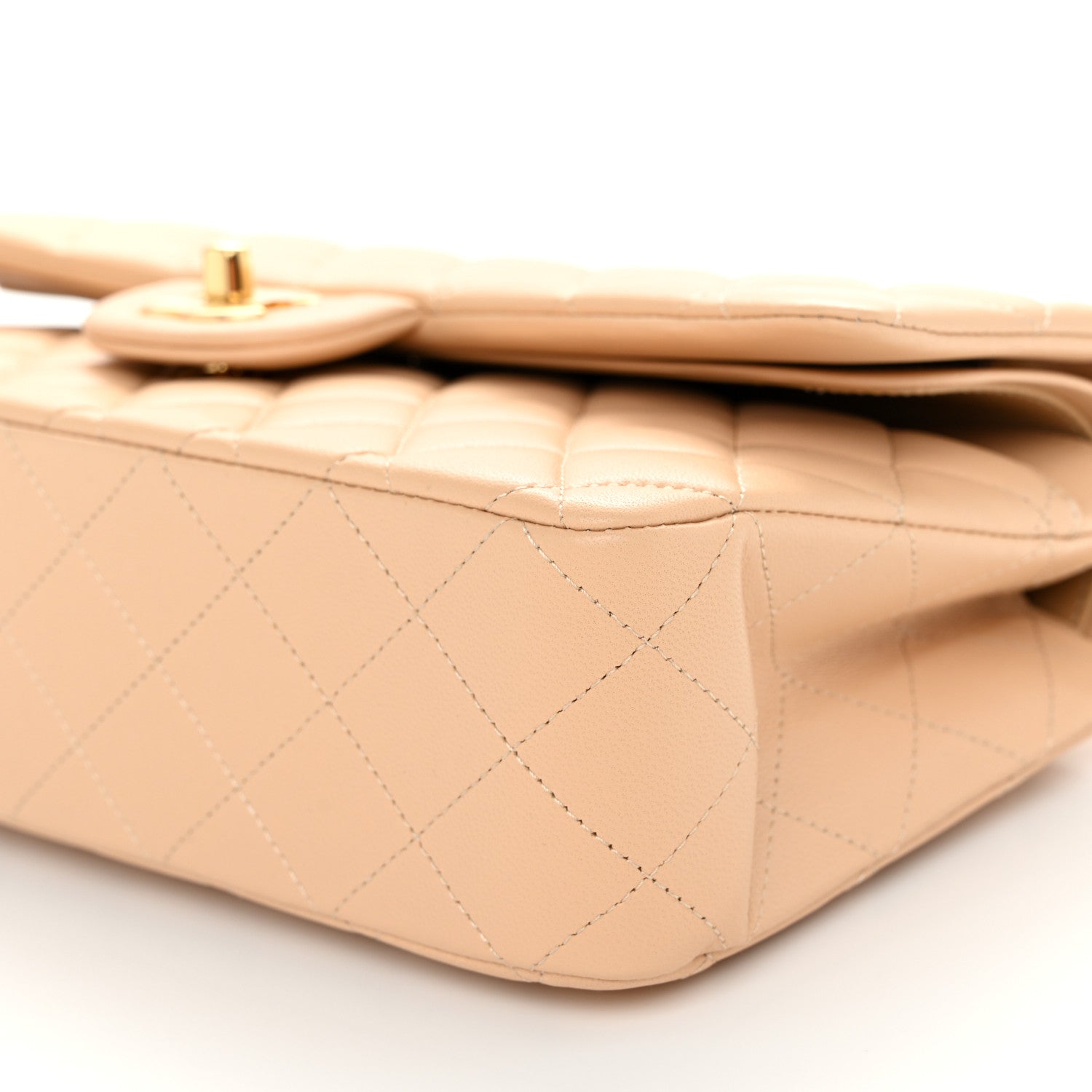 Chanel Lambskin Quilted Medium Double Flap Beige 10 of 11