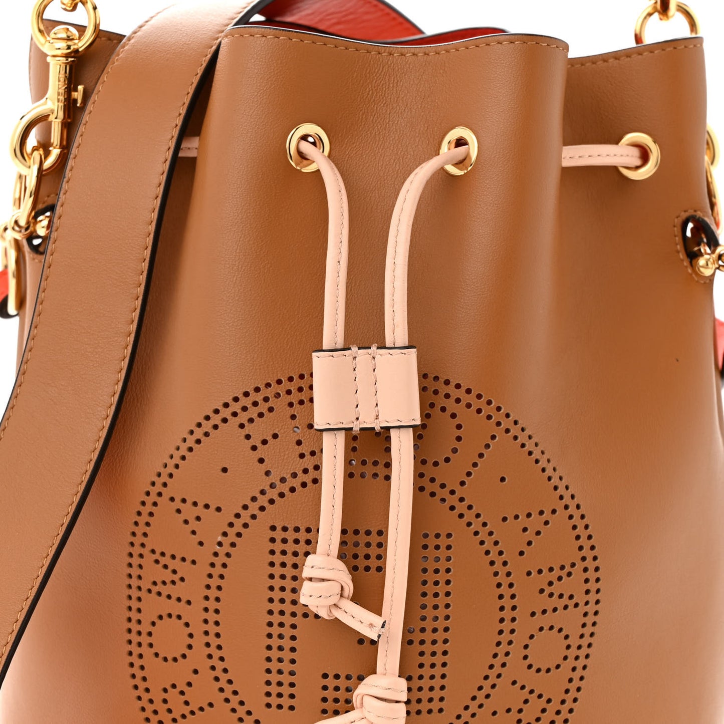 Vitello Grace F is Fendi Stamp Patch Perforated Small Mon Tresor Bucket Bag Nocciola
