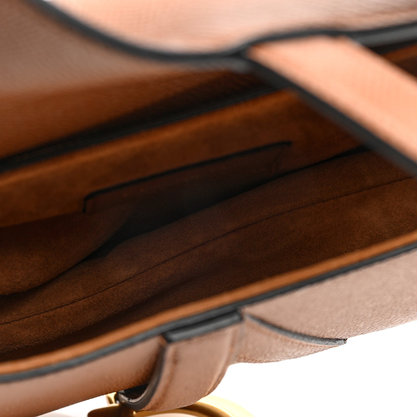 Grained Calfskin Mini Saddle Bag With Strap Camello