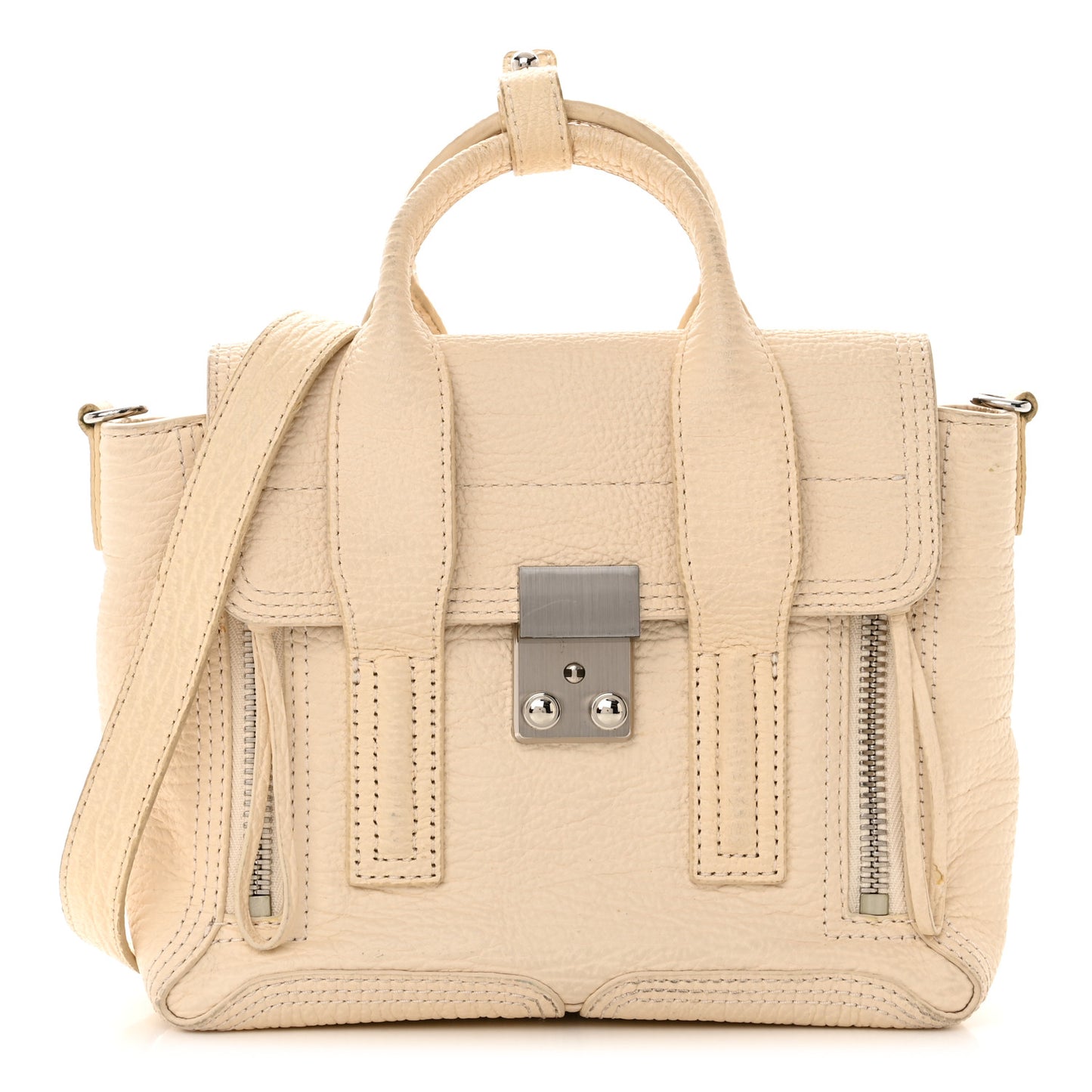 Textured Calfskin Mini Pashli Satchel Milk