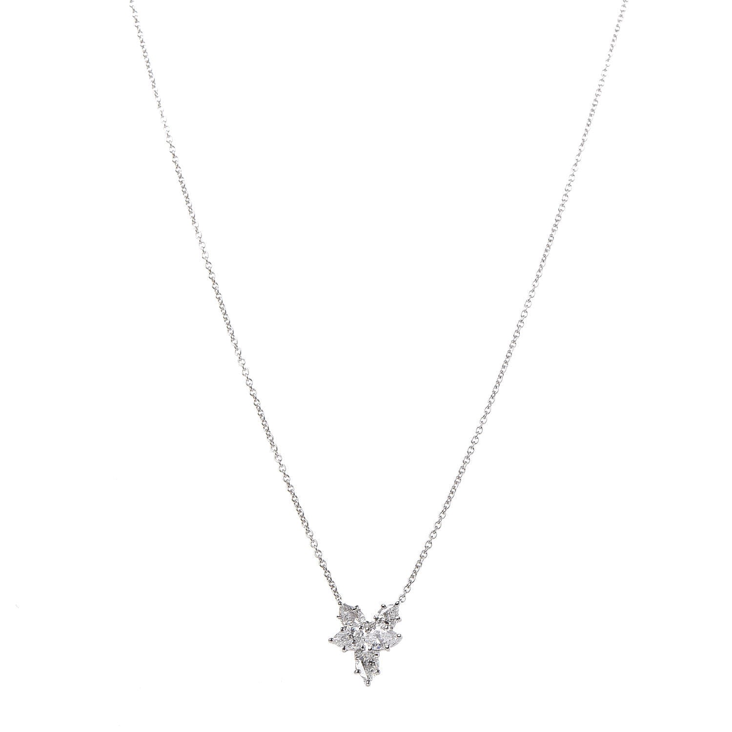 Harry Winston Platinum Diamond Small Winston Cluster Pendant