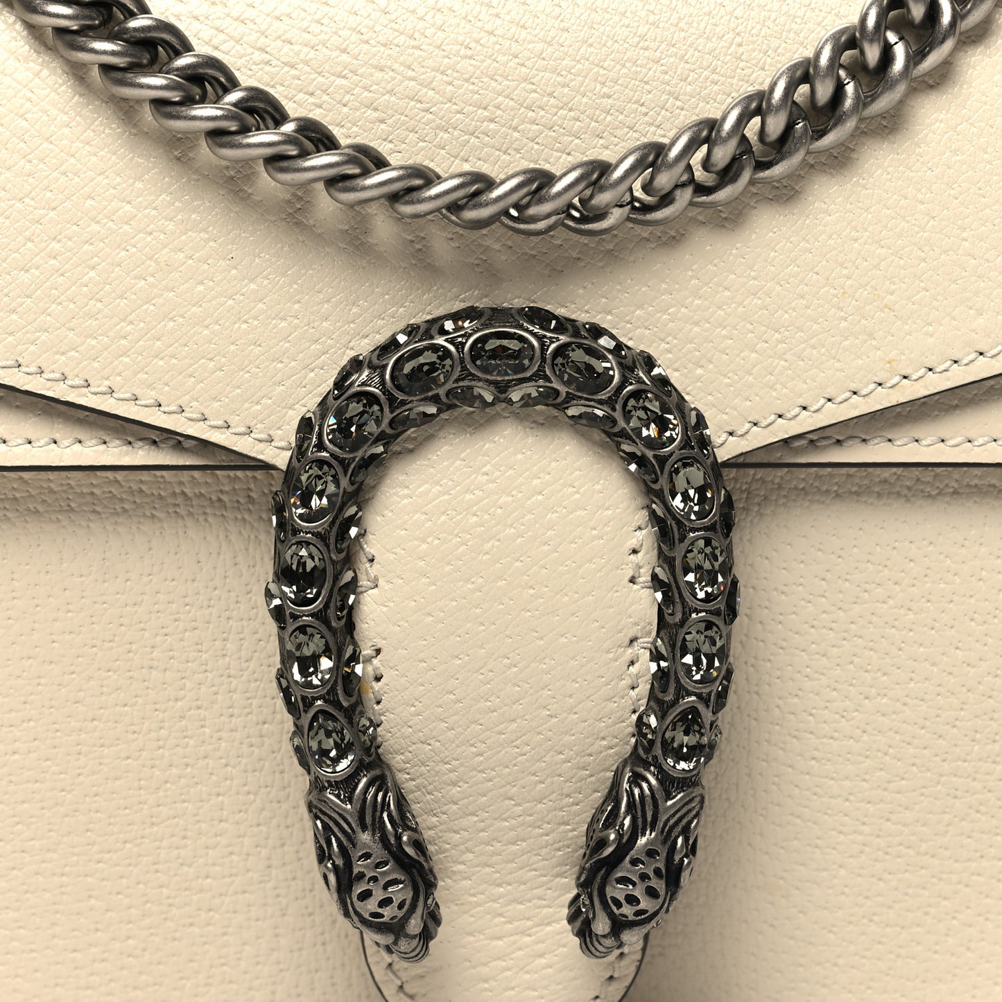 Textured Calfskin Crystal Small Dionysus Shoulder Bag Mystic White