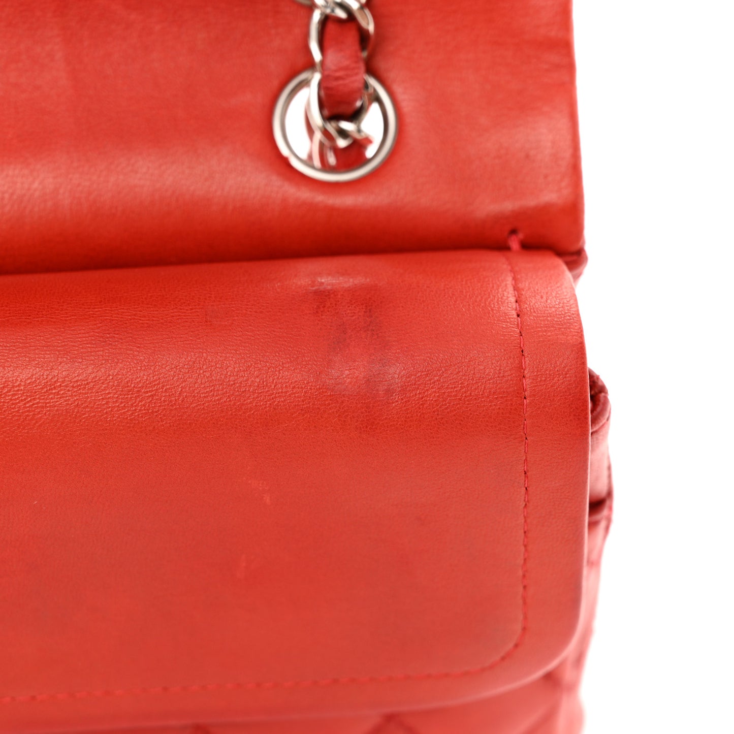 Lambskin Quilted Medium Double Flap Red