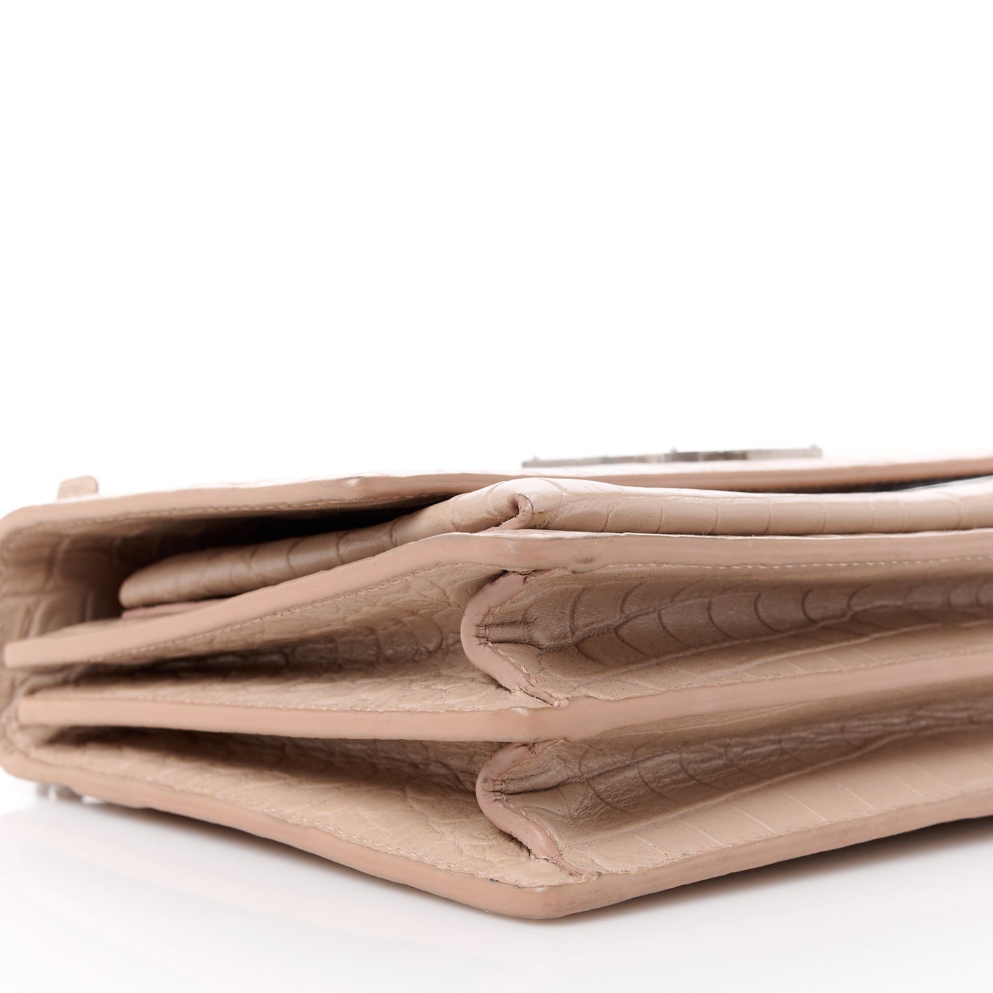 Calfskin Crocodile Embossed Medium Monogram Sunset Marble Pink
