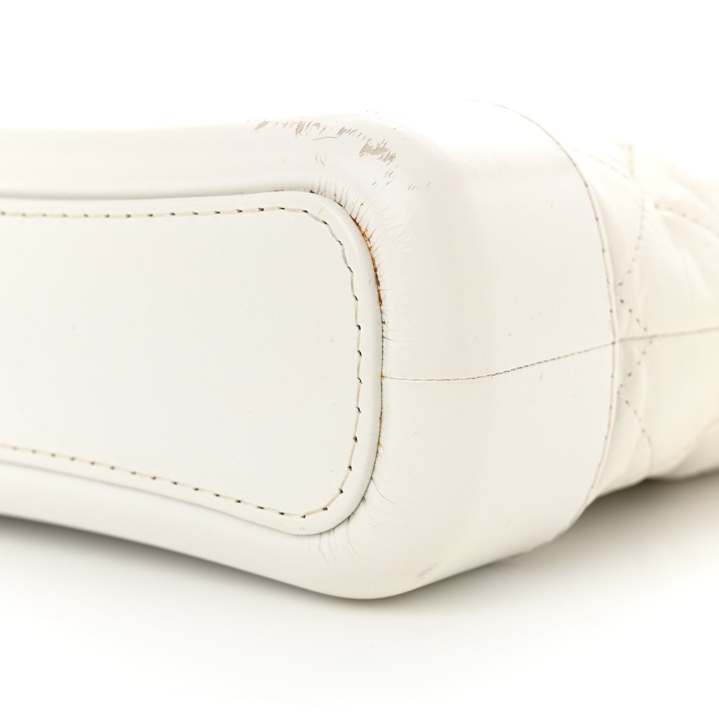 Aged Calfskin Quilted Small Gabrielle Hobo White