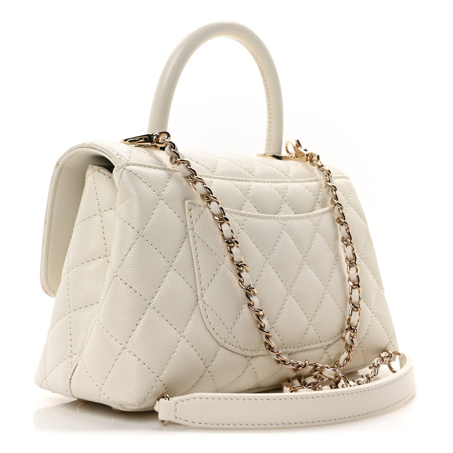 Chanel Caviar Quilted Mini Coco Handle Flap White 2 of 9