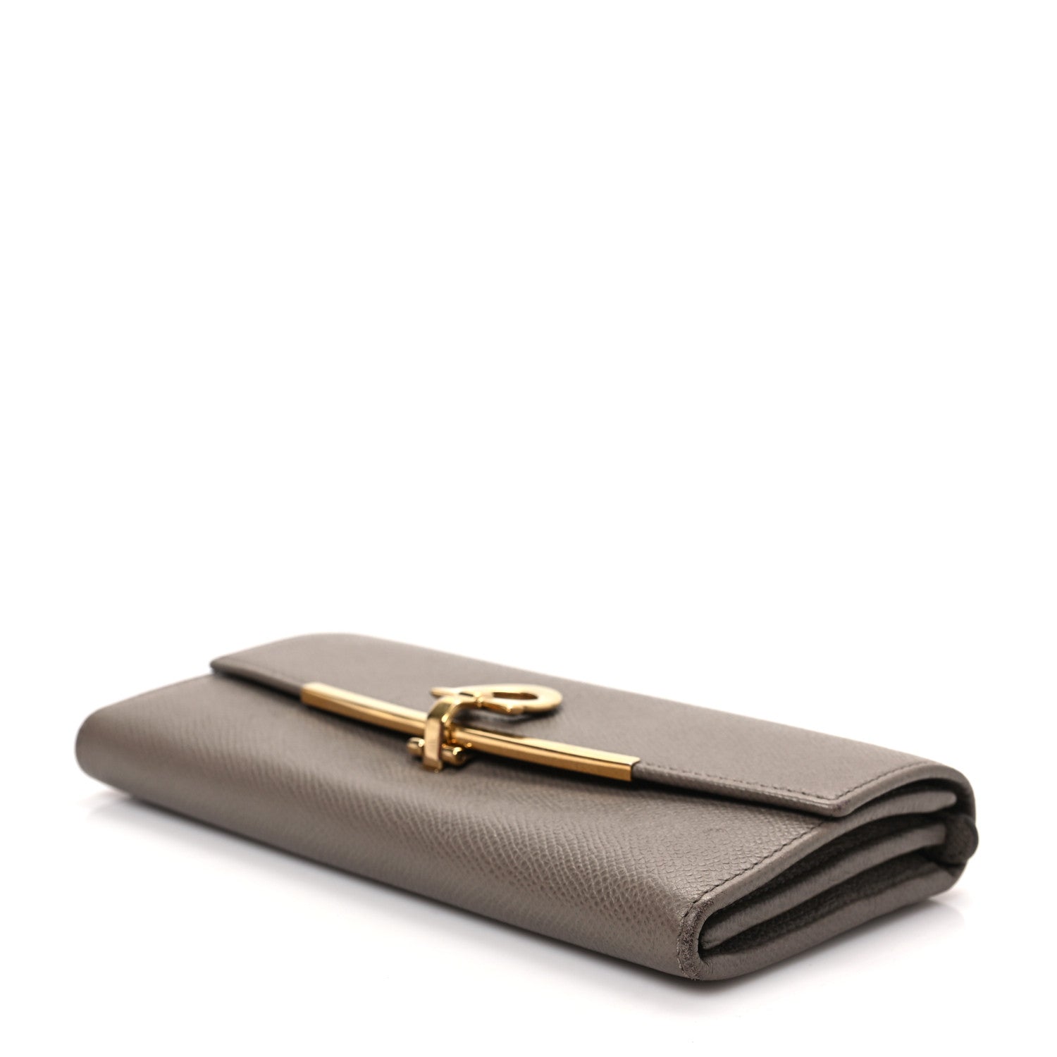 Salvatore Ferragamo Hammered Calfskin Gancini Wallet Caraway Seed 7 of 7