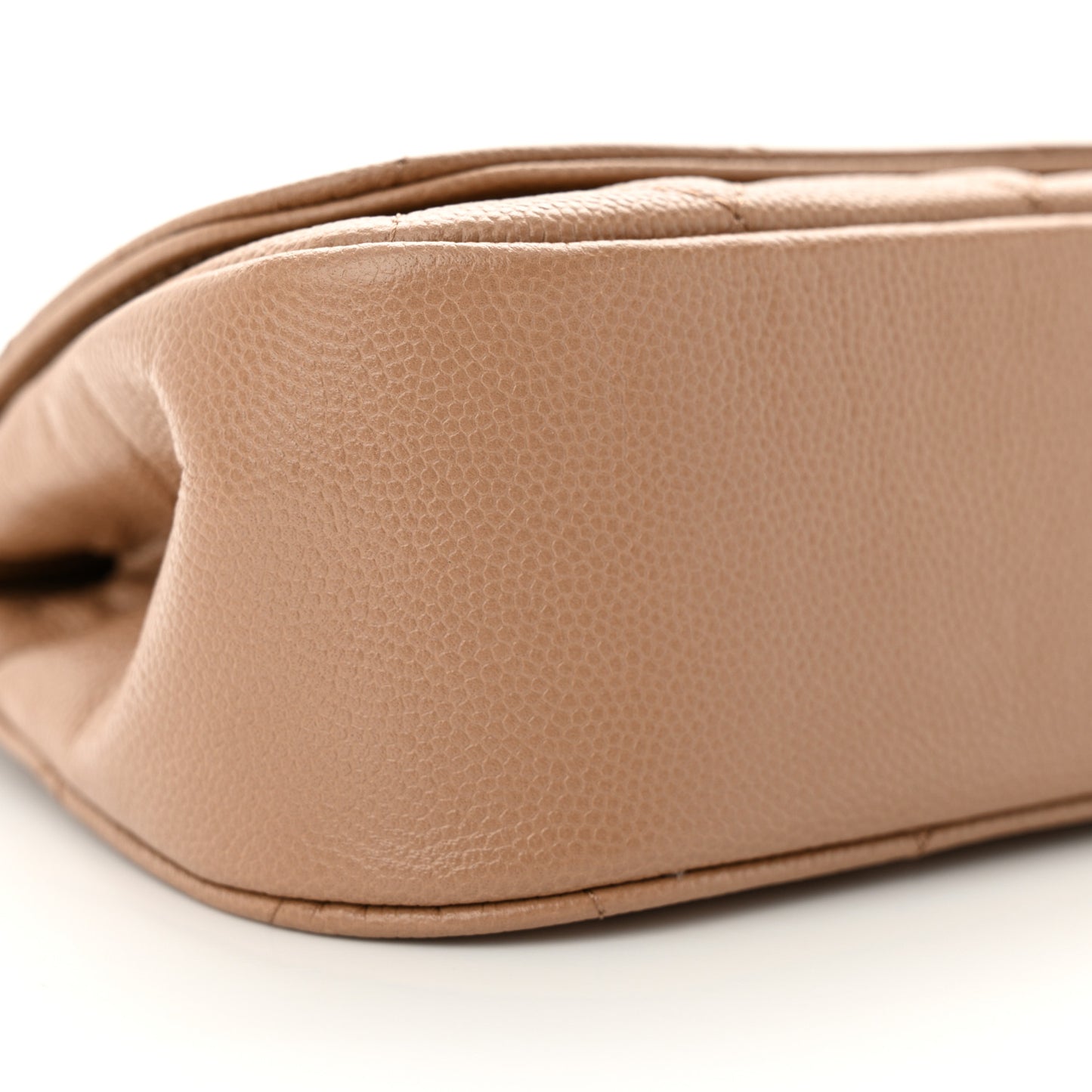 Caviar Quilted Flap Clutch With Chain Beige
