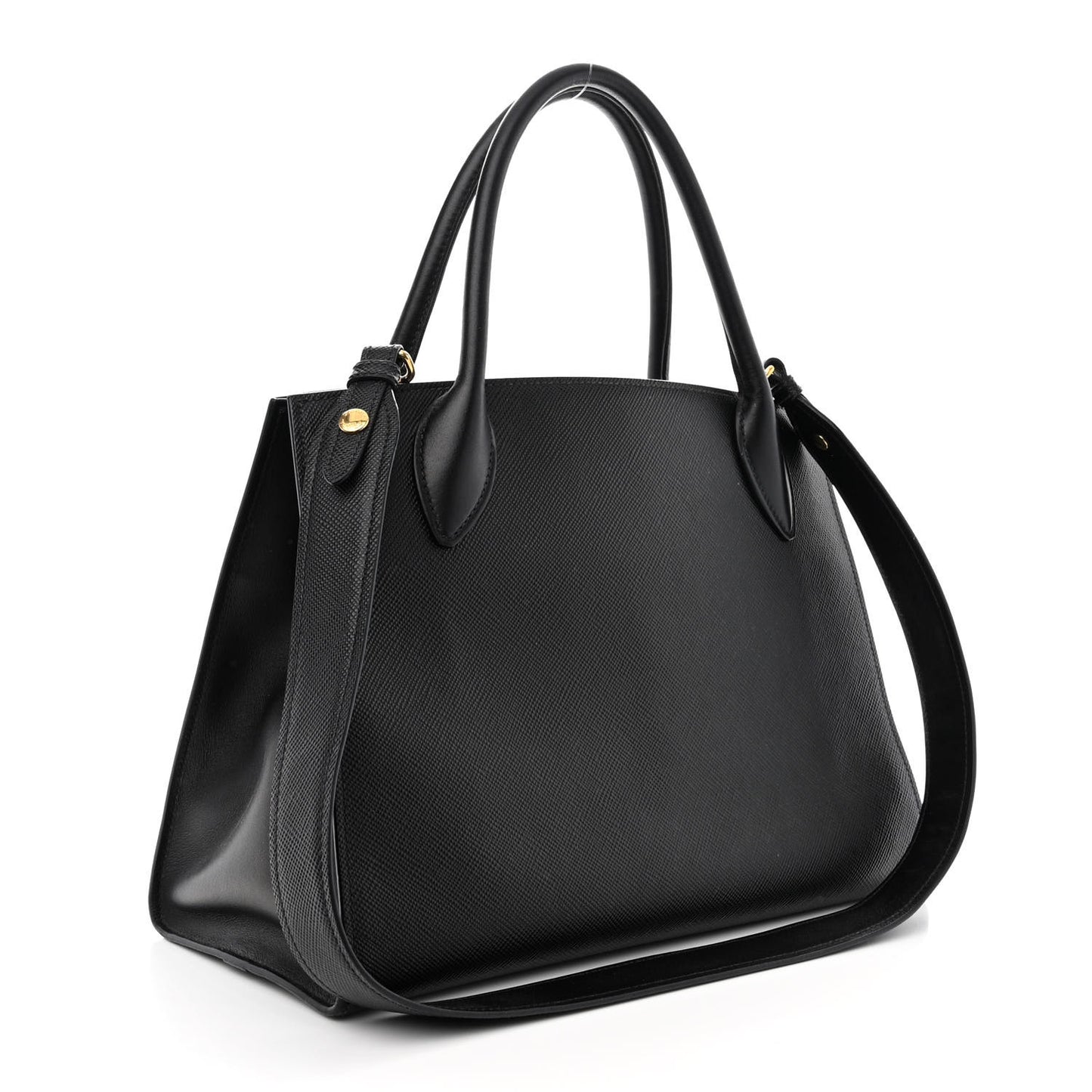 Saffiano Cuir Calfskin Medium Monochrome Top Handle Tote Black