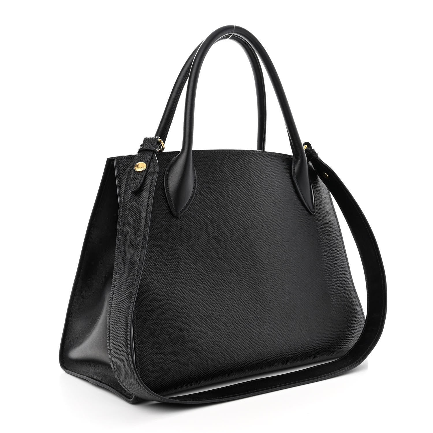 Prada Saffiano Cuir Calfskin Medium Monochrome Top Handle Tote Black 3 of 12