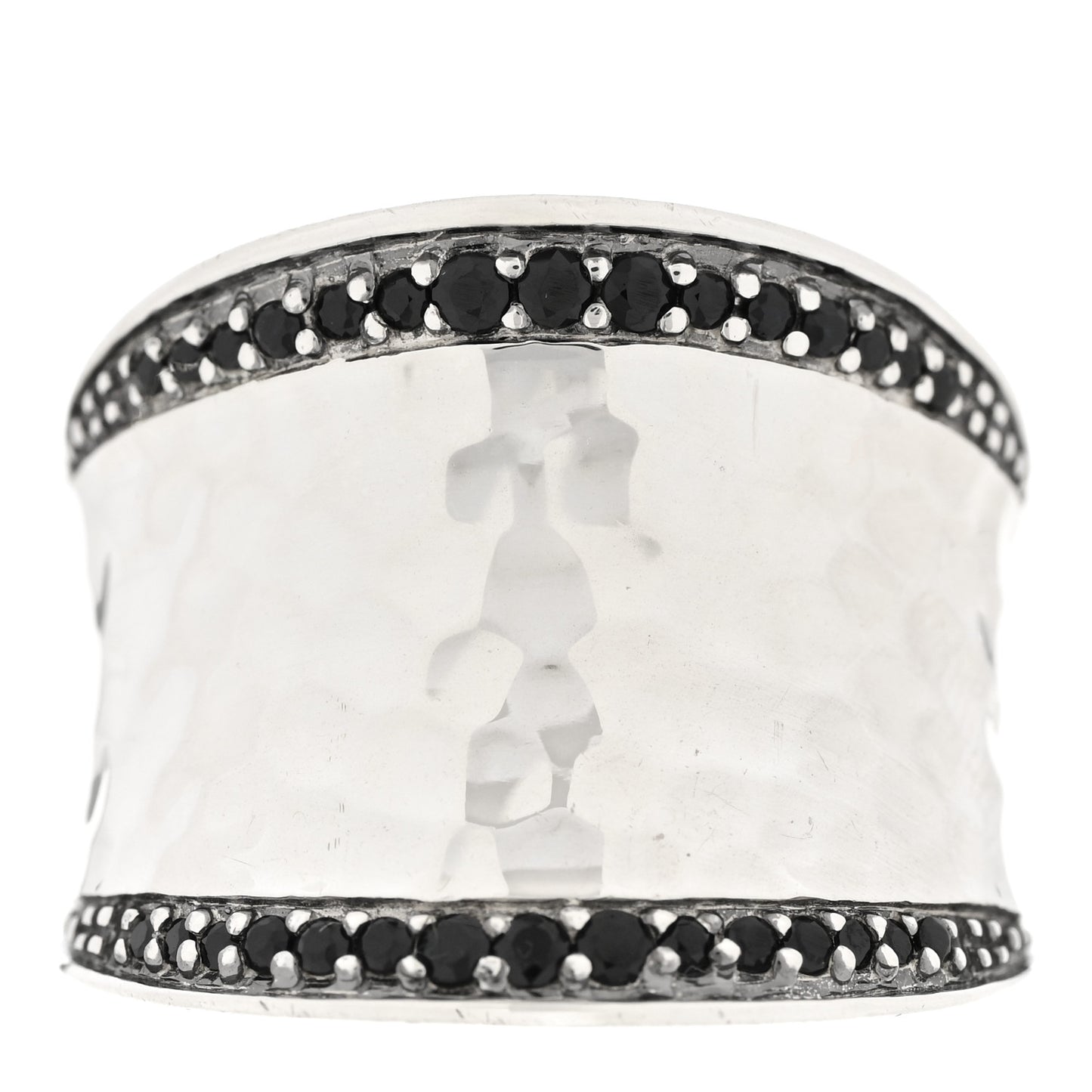 Sterling Silver Black Sapphire Hammered Saddle Ring 54 7